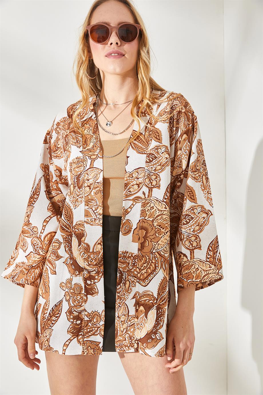 Salaş Dokuma Kimono Taba Taş