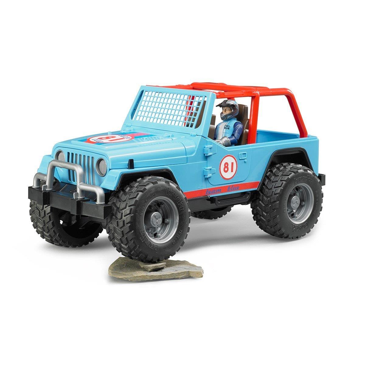 Bruder Jeep Cross Mavi Safari Aracı Ve Kasklı Pilotu