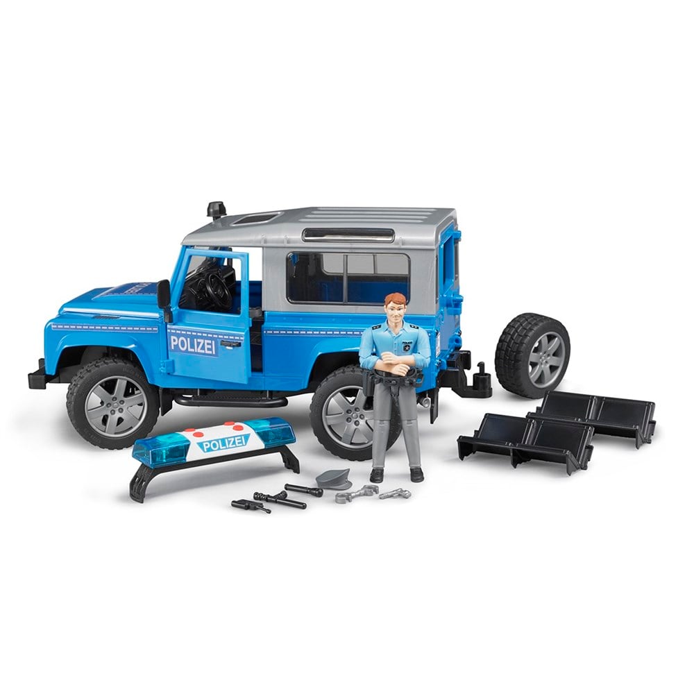 Bruder Land Rover Polis Aracı Ve Memur (Mavi-Gri)
