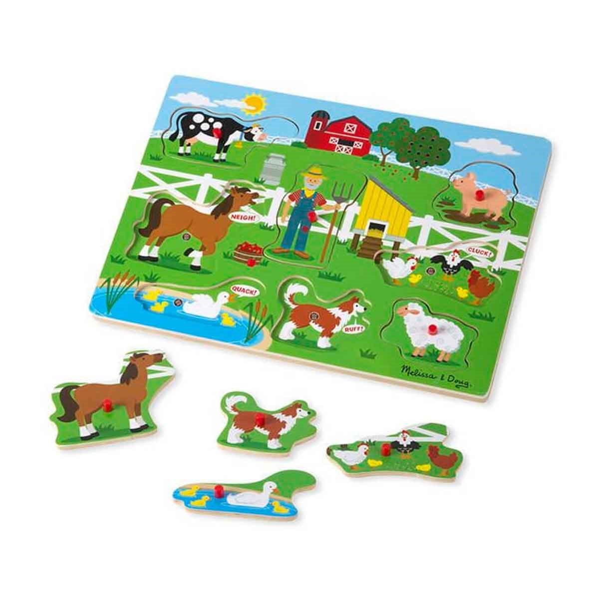 Melissa & Doug Ahşap Sesli Yapboz-Old MacDonal's Farm