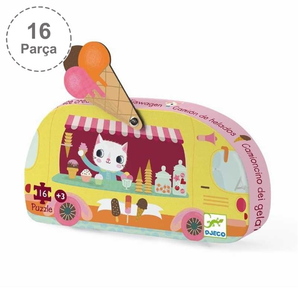 Djeco Dekoratif Puzzle 16 Parça - Ice Cream Truck    	