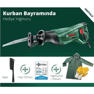Bosch PSA 700 e Tilki Kuyruğu Testere + Satır + Örtü + Yağmurluk + Eldiven Seti
