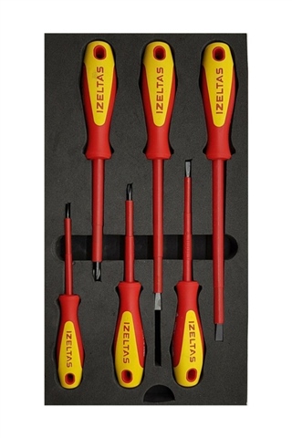Izeltaş 1000V Izoleli Elektrikçi Tornavida Seti (6 Parça)