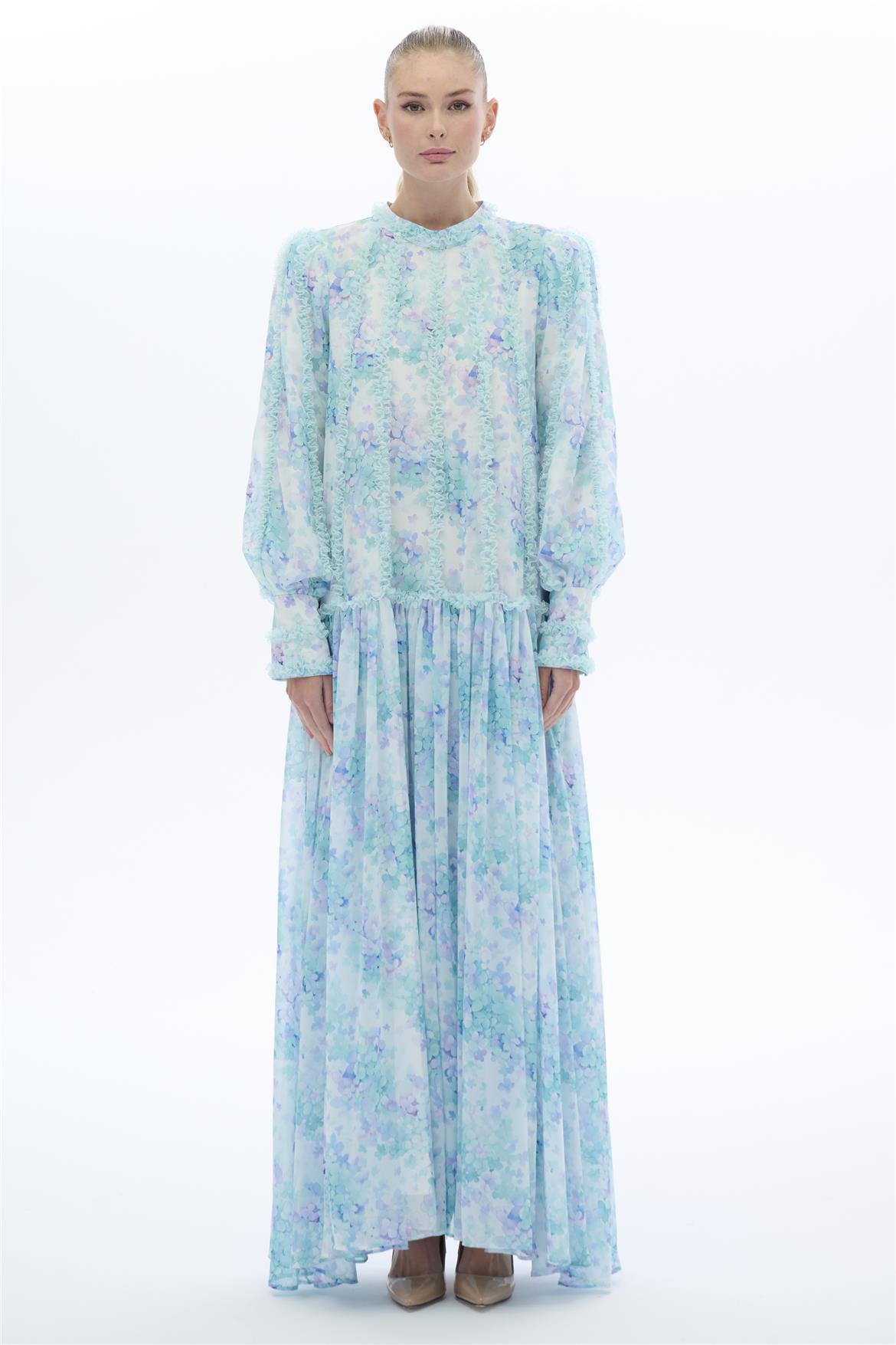 DANTEL ŞERİTLİ ELBİSE Mint