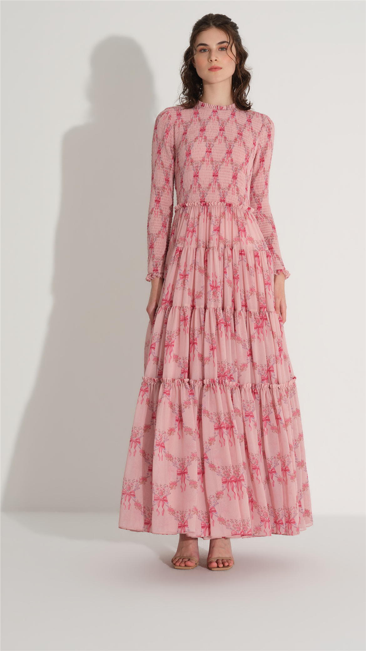 GİPELİ ŞİFON ELBİSE Pembe