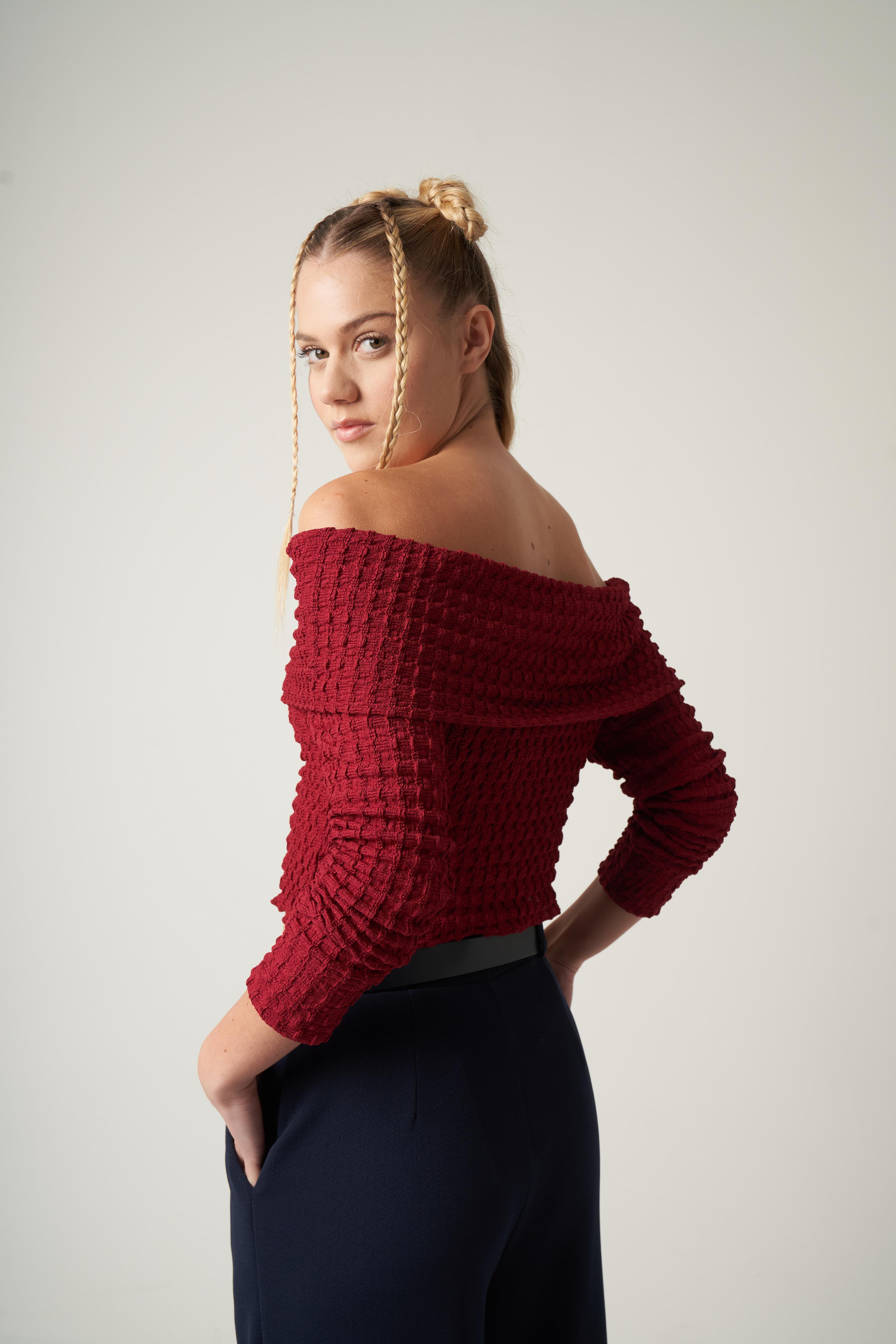 Madonna Yaka Bluz Bordo