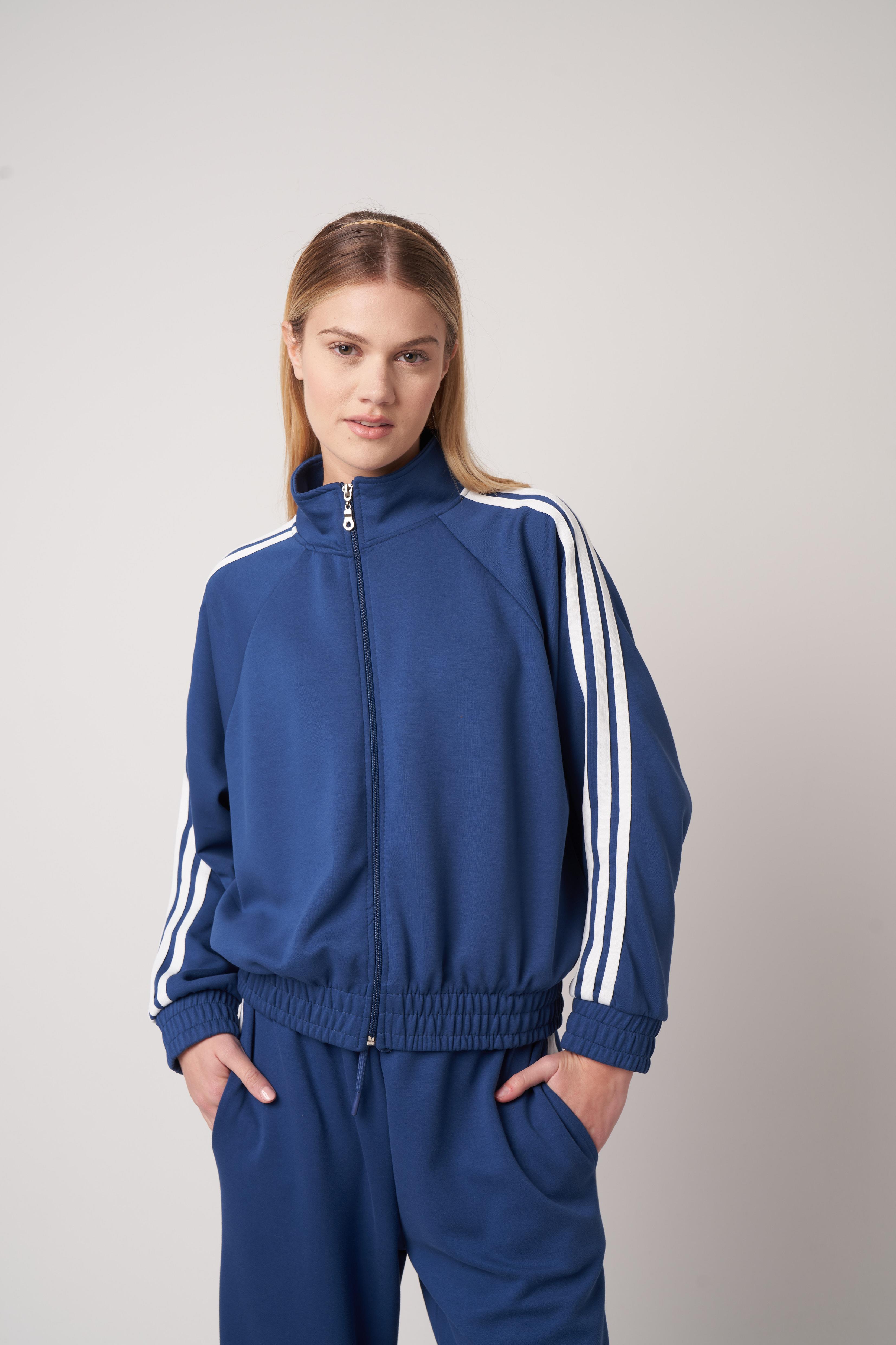 Şerit Detaylı Ceket Lacivert