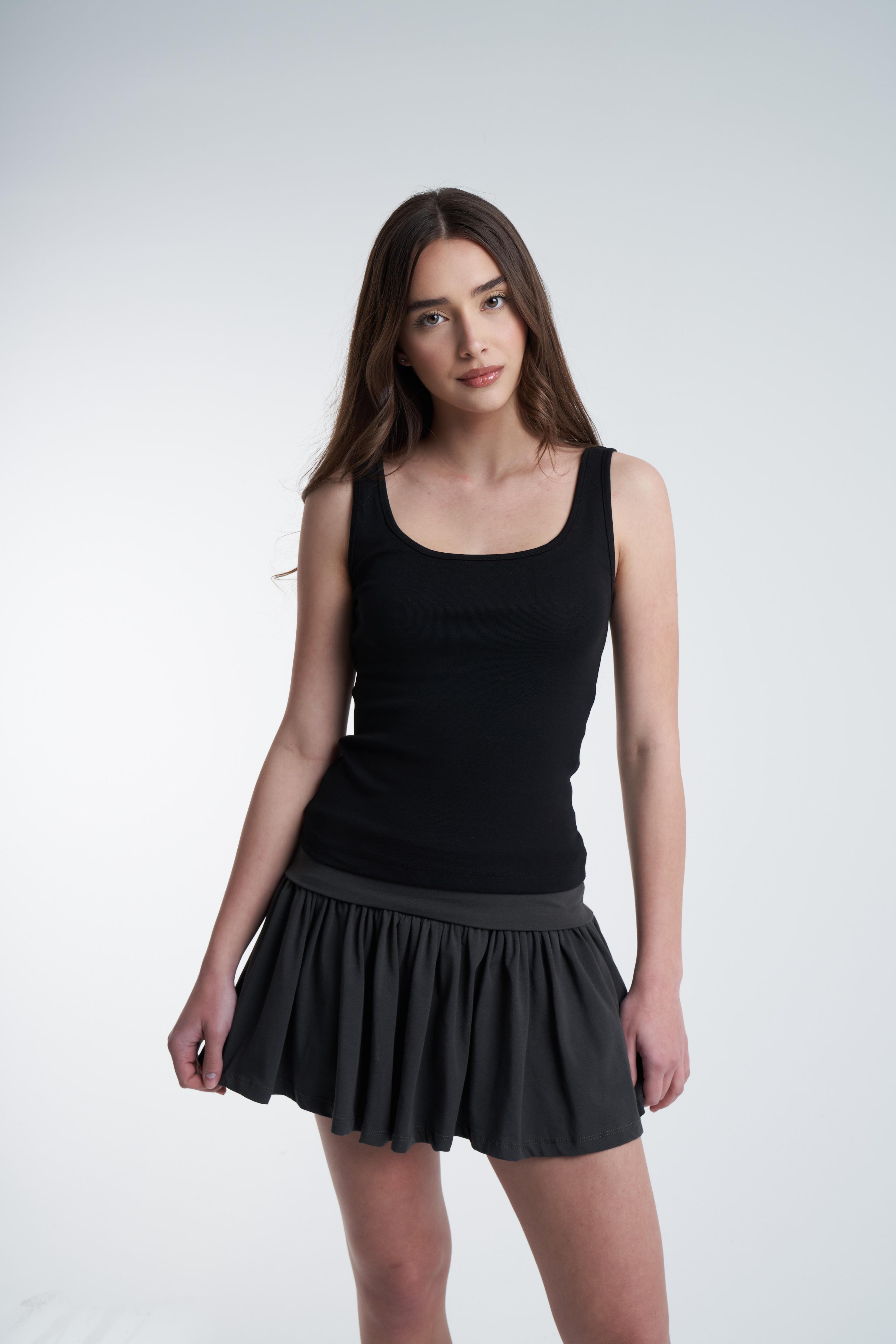 Sıfır Kol Ribana Bluz Siyah