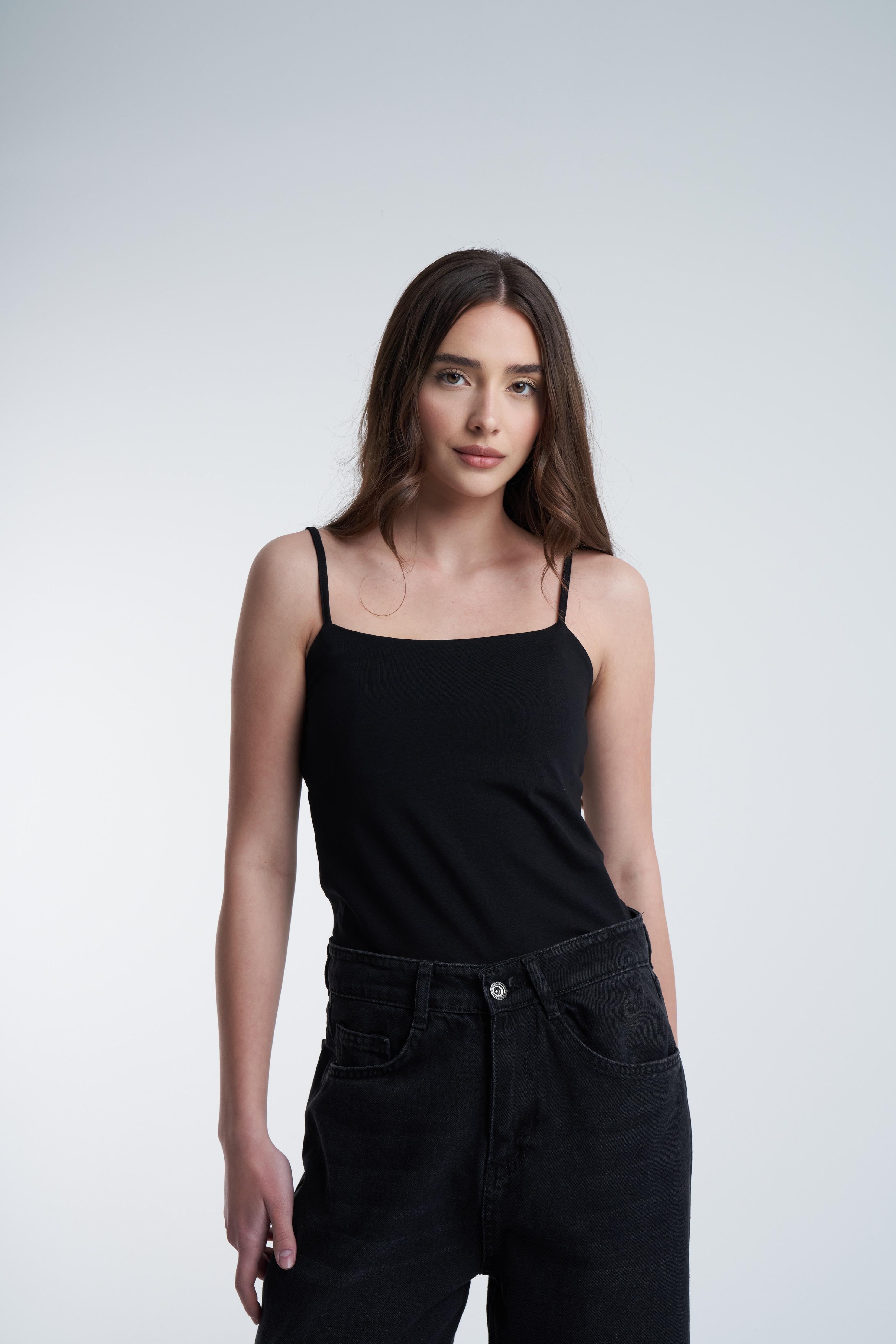 İp Askılı Bluz Siyah