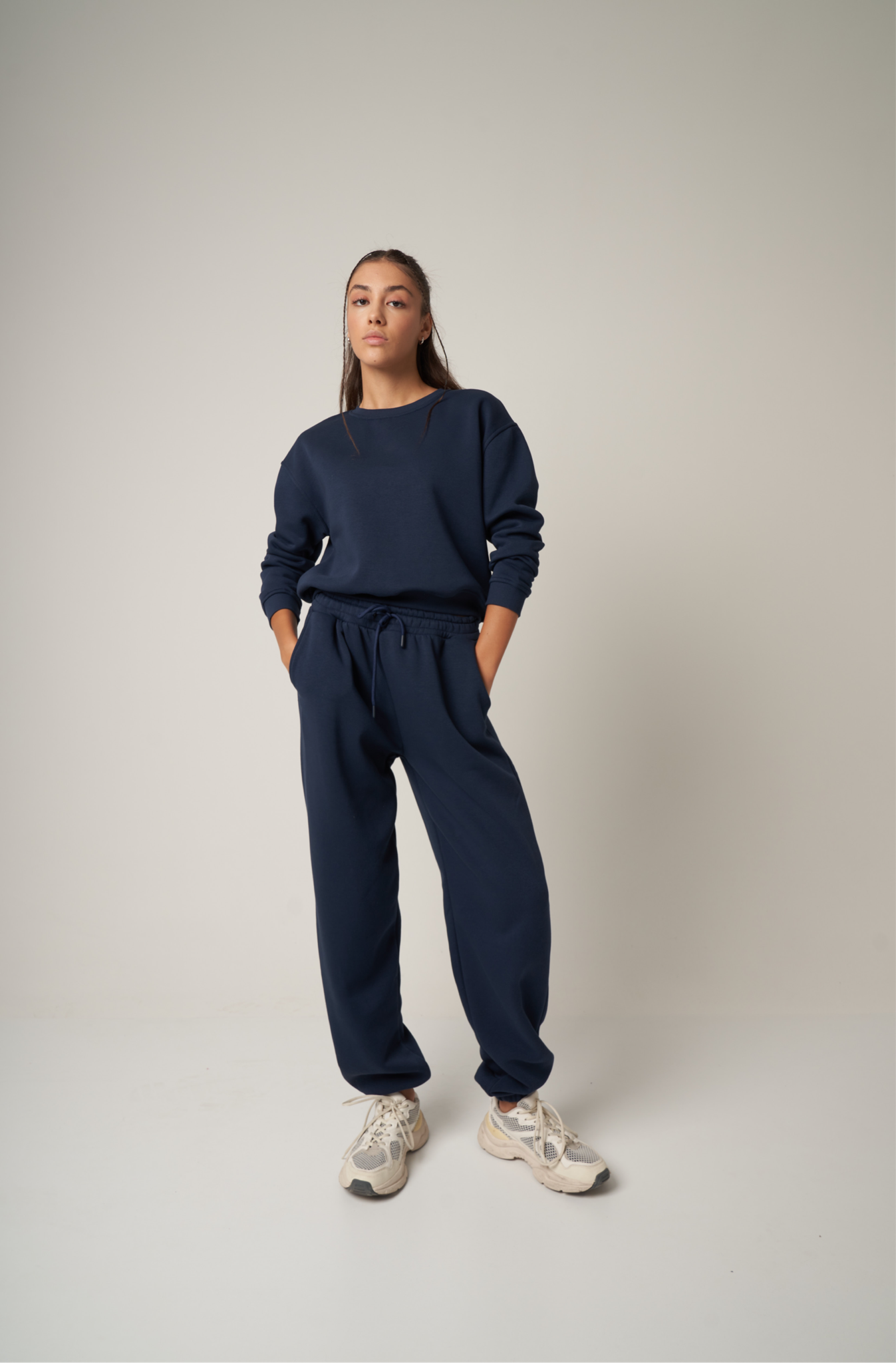 Basic Kısa Sweatshirt Lacivert