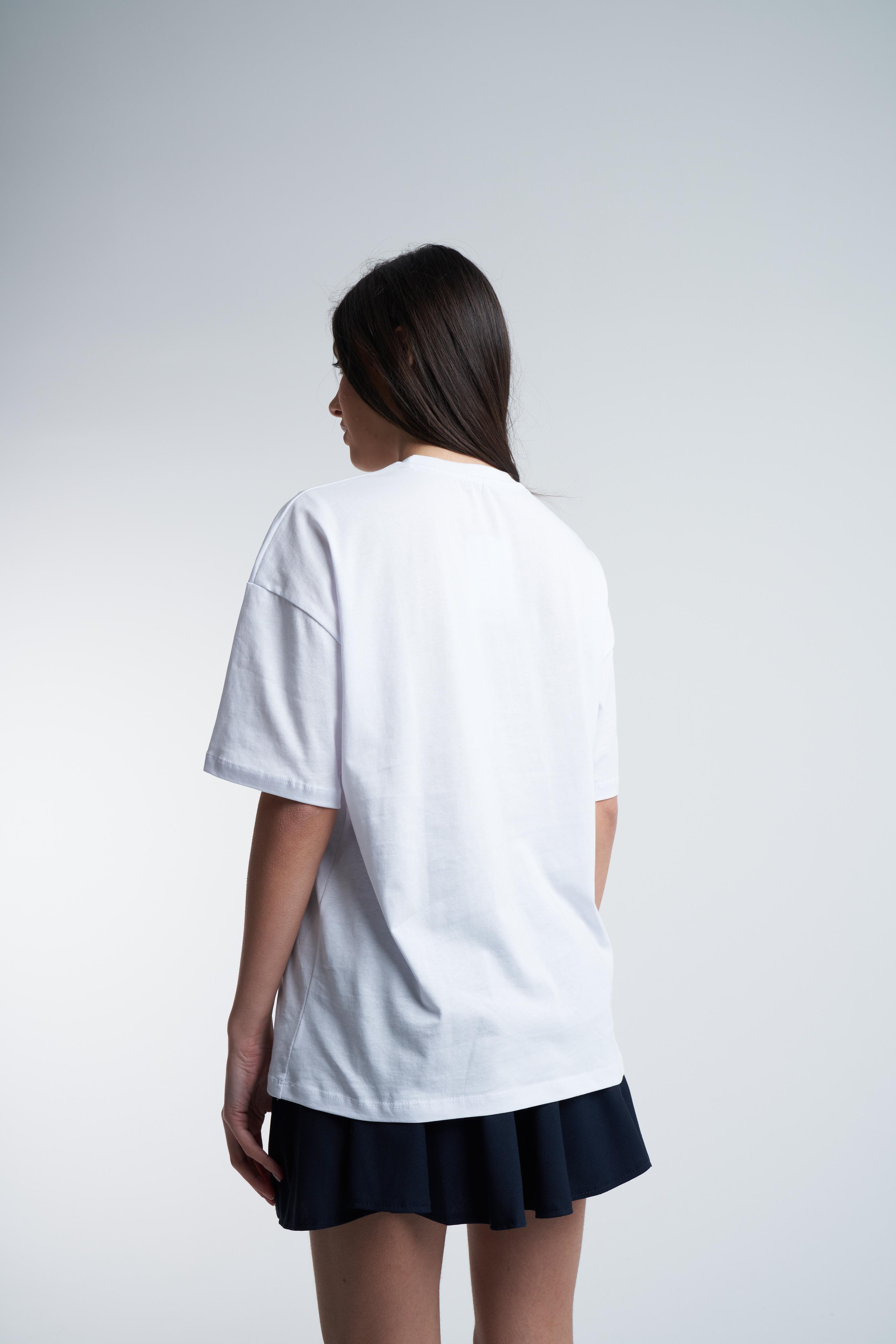 New York Baskılı Oversize T-shirt Beyaz
