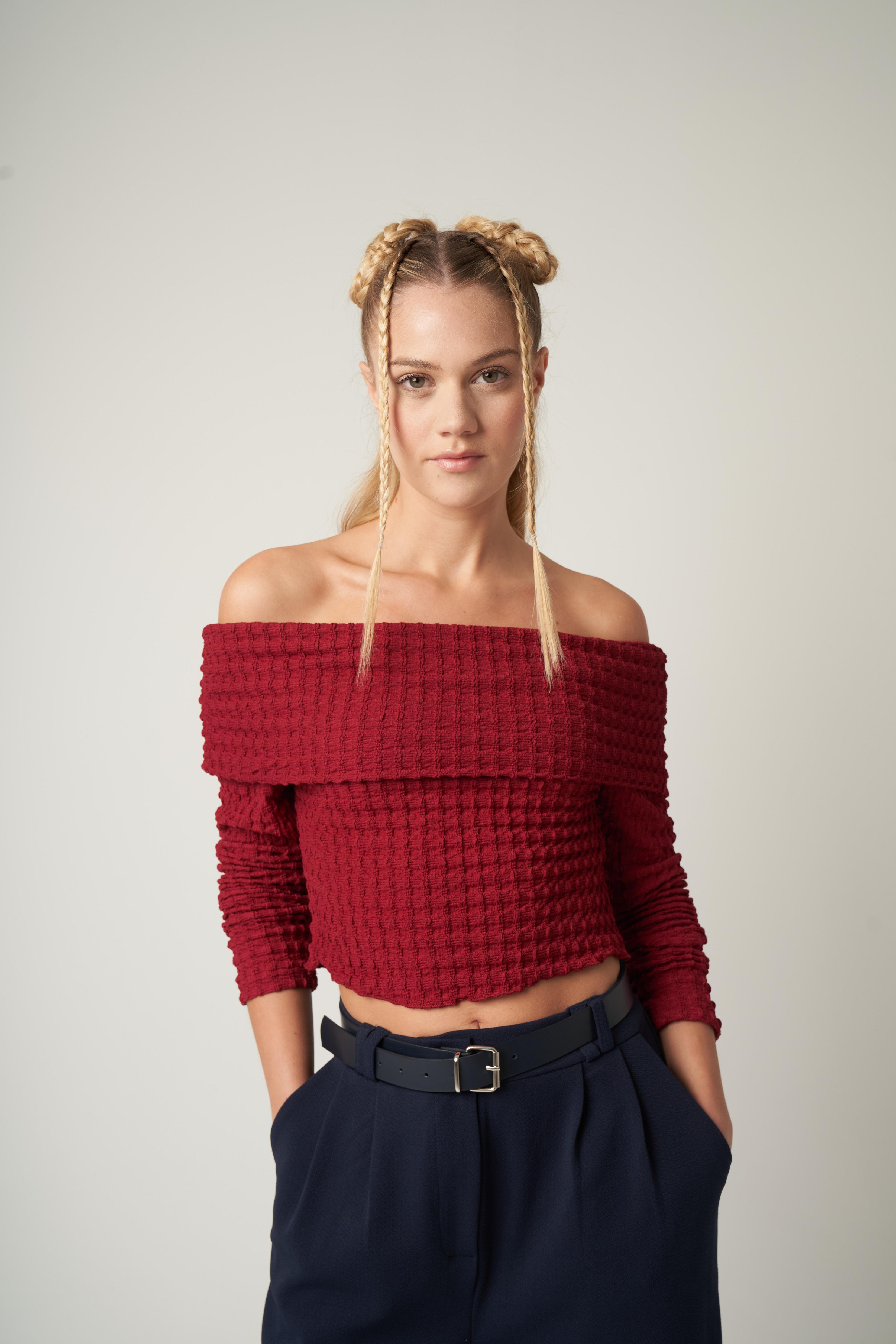 Madonna Yaka Bluz Bordo