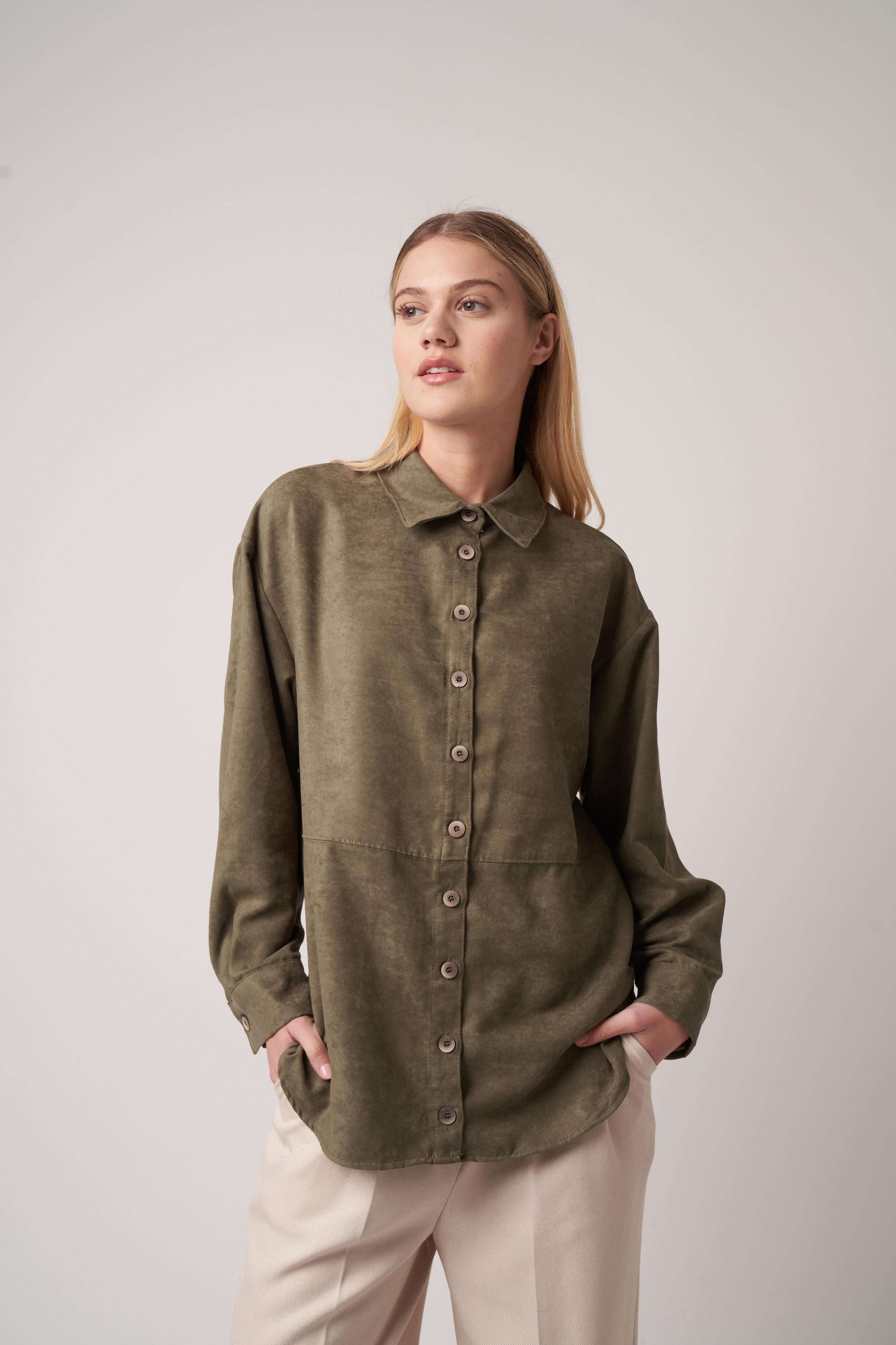 Süet Gömlek Haki