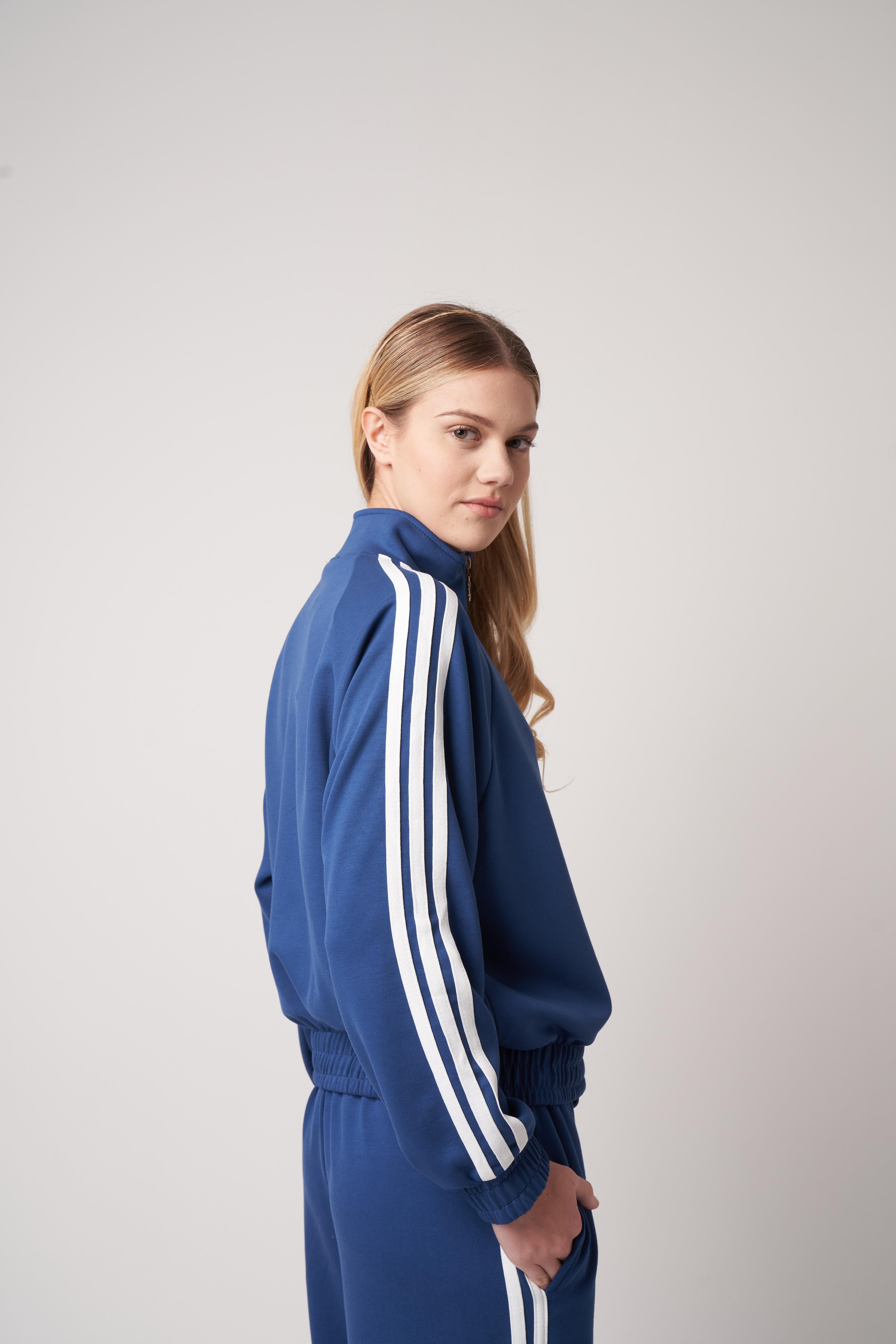 Şerit Detaylı Ceket Lacivert