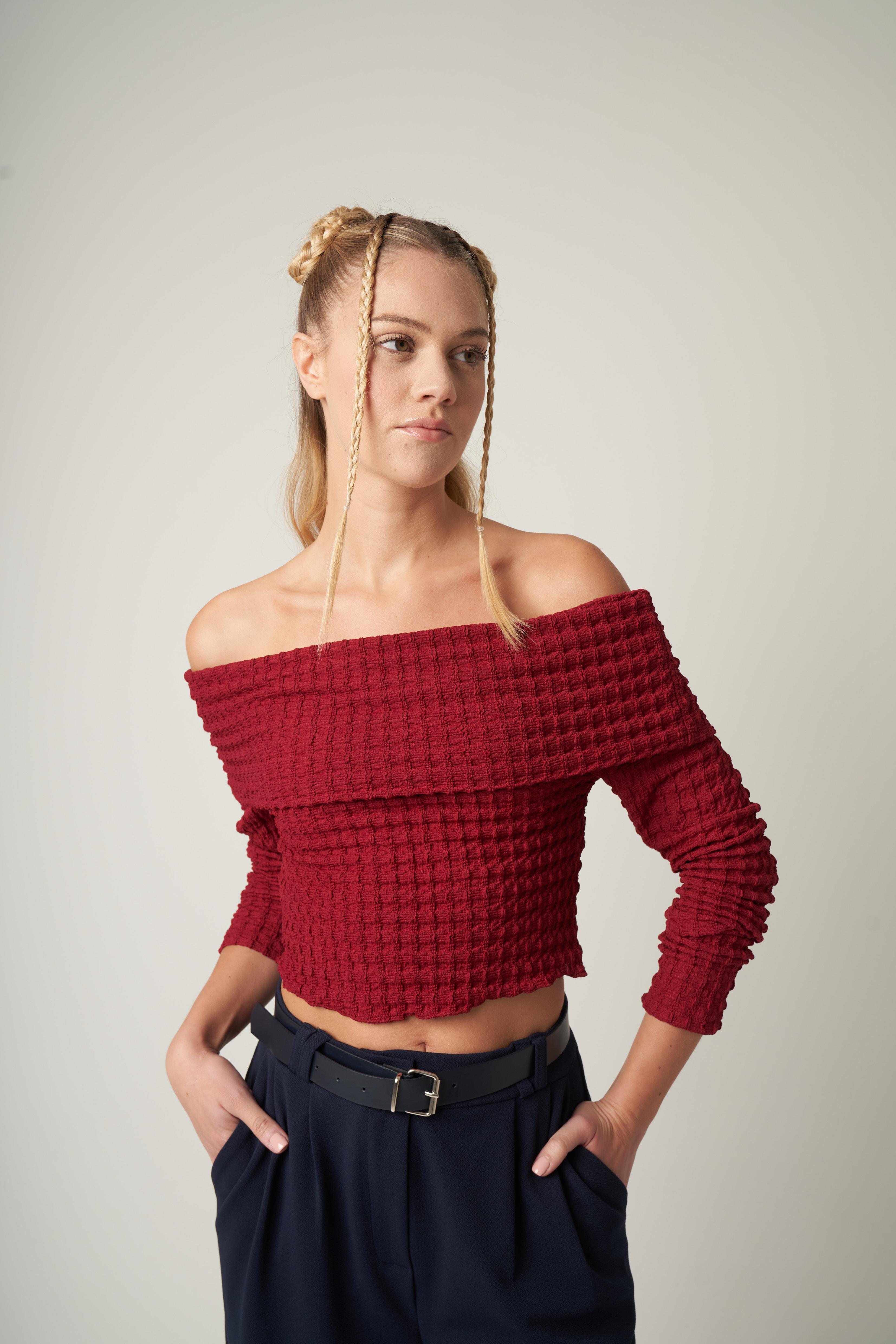 Madonna Yaka Bluz Bordo