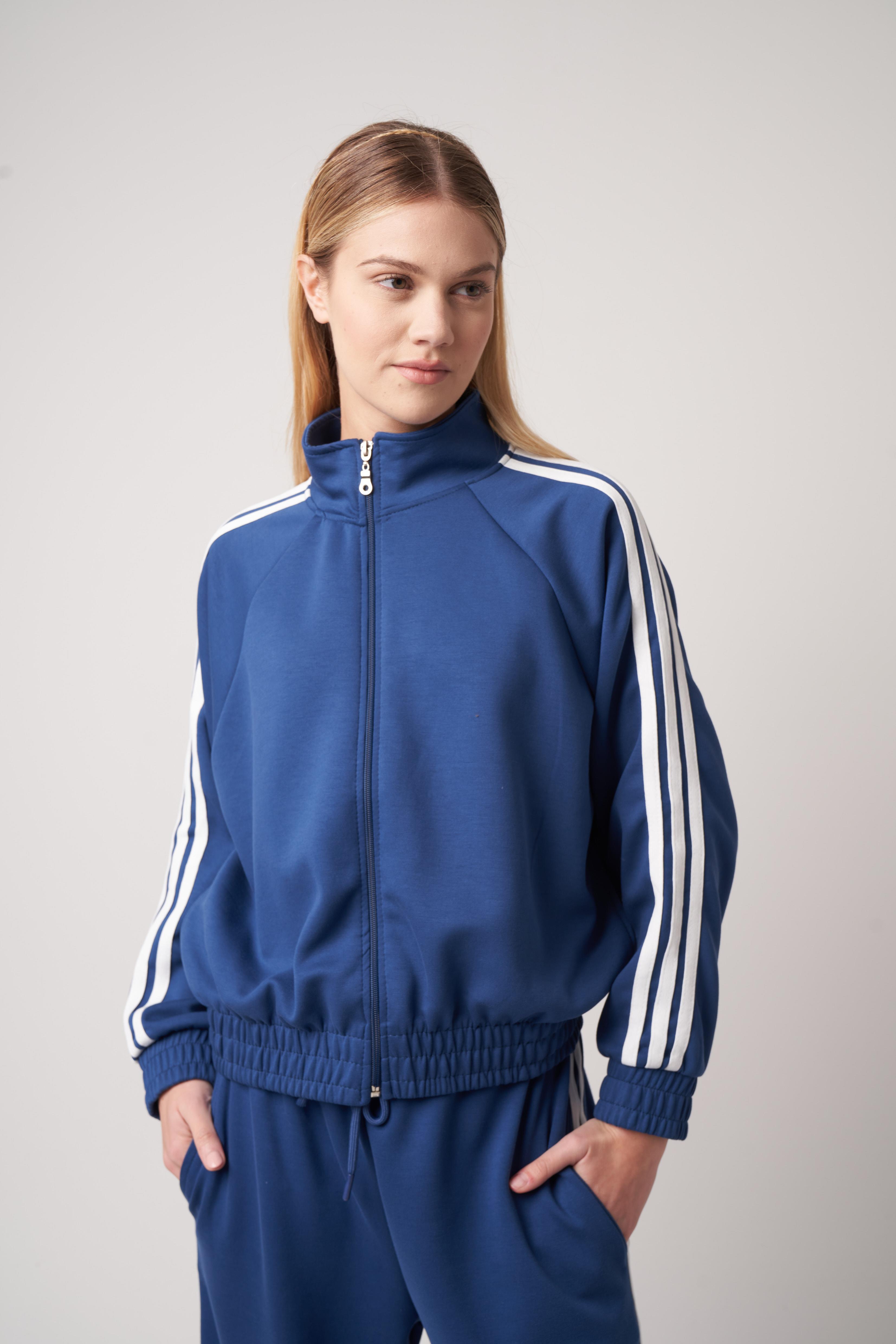 Şerit Detaylı Ceket Lacivert