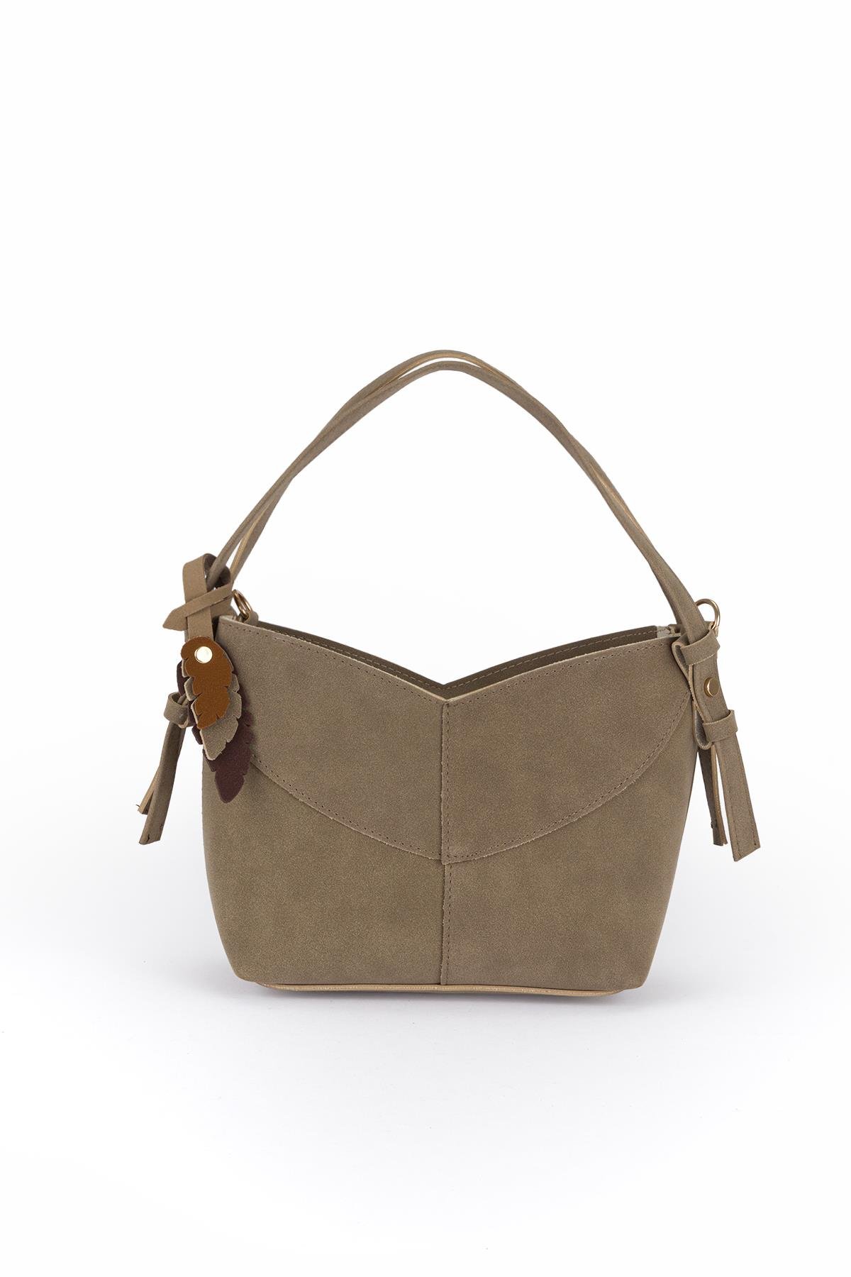 Asimetrik Süet Çapraz Çanta Vizon