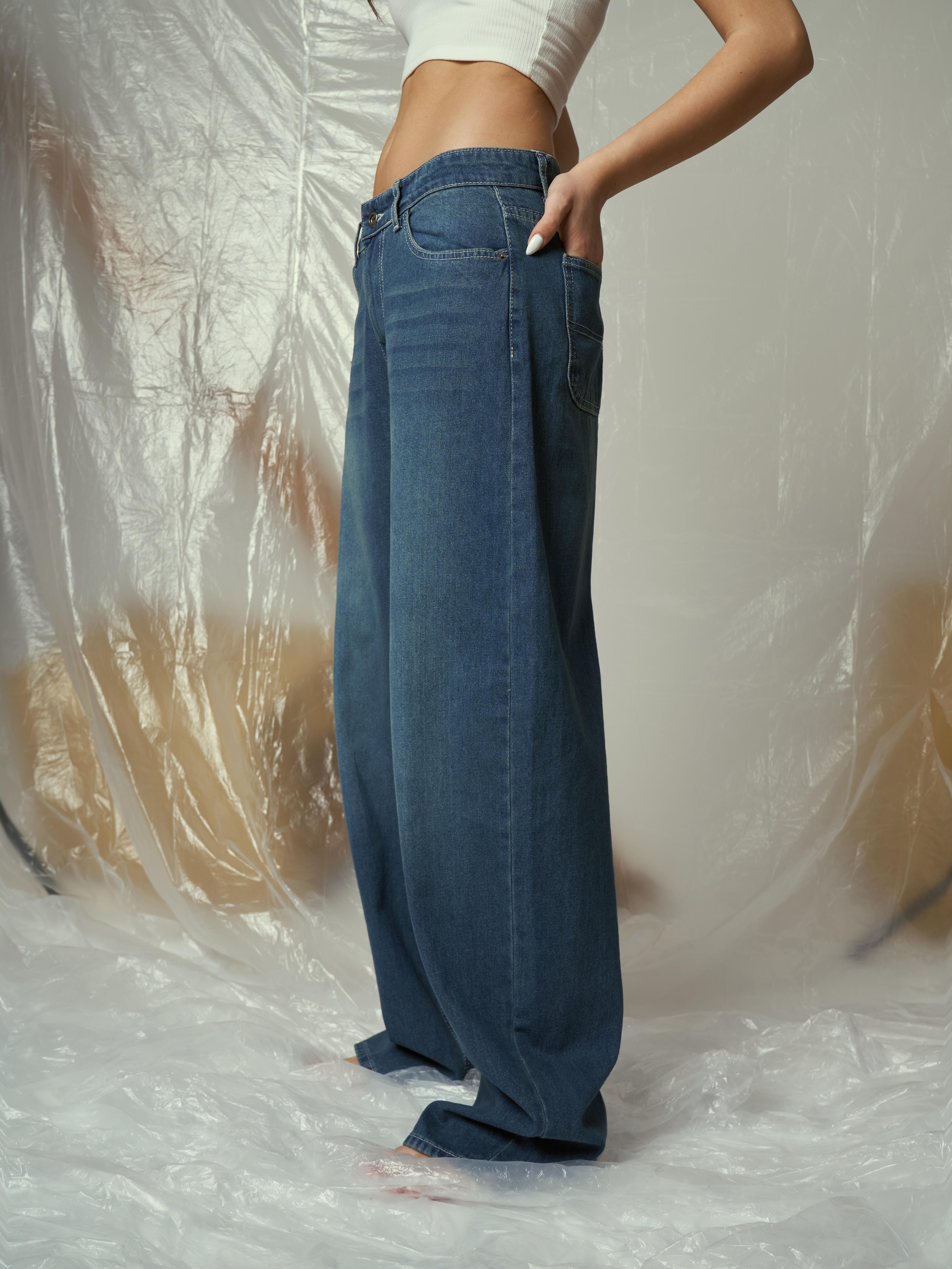 Baggy Fit Jean Pantolon Orta Mavi