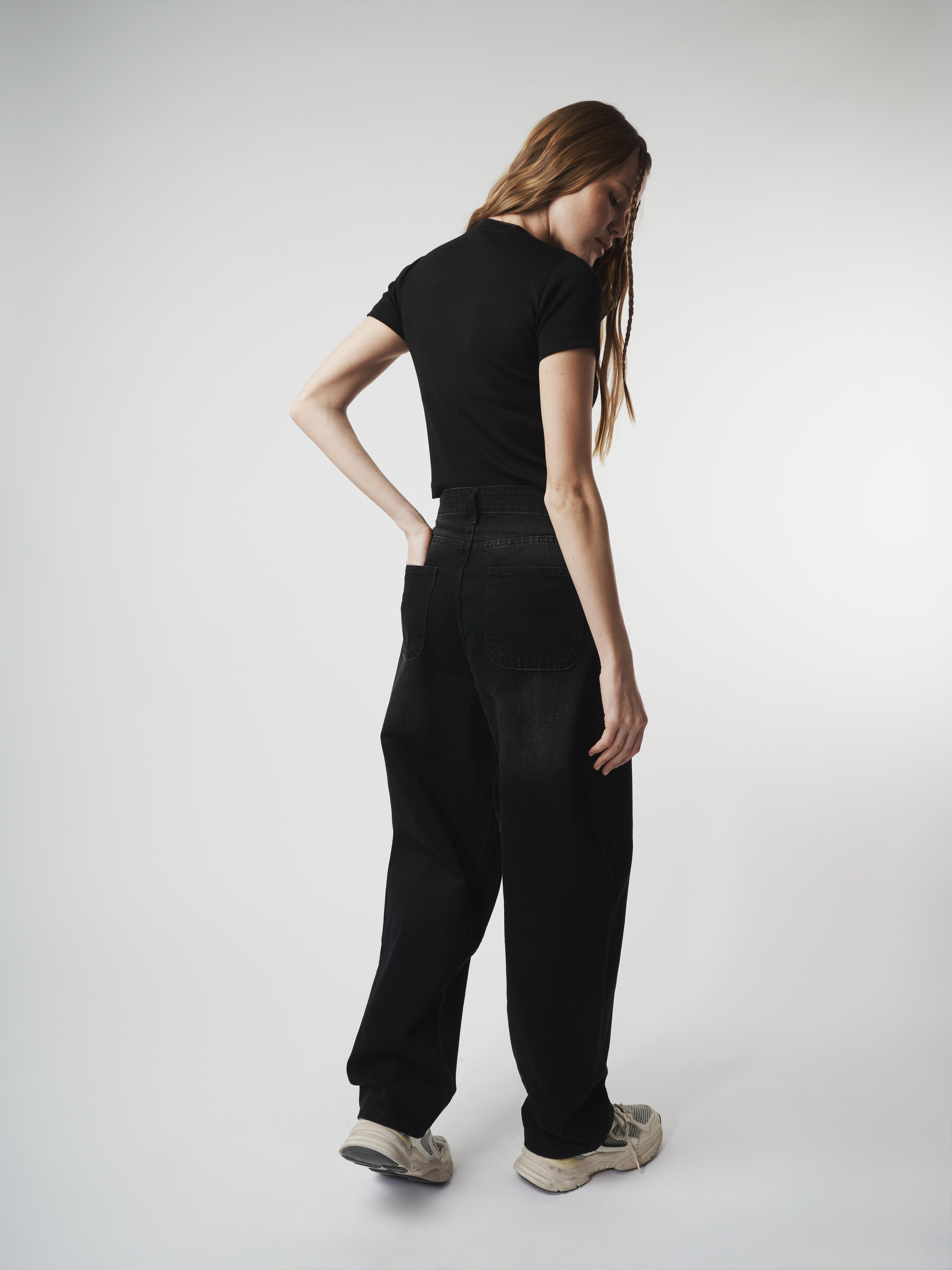 Baggy Fit Jean Pantolon Siyah