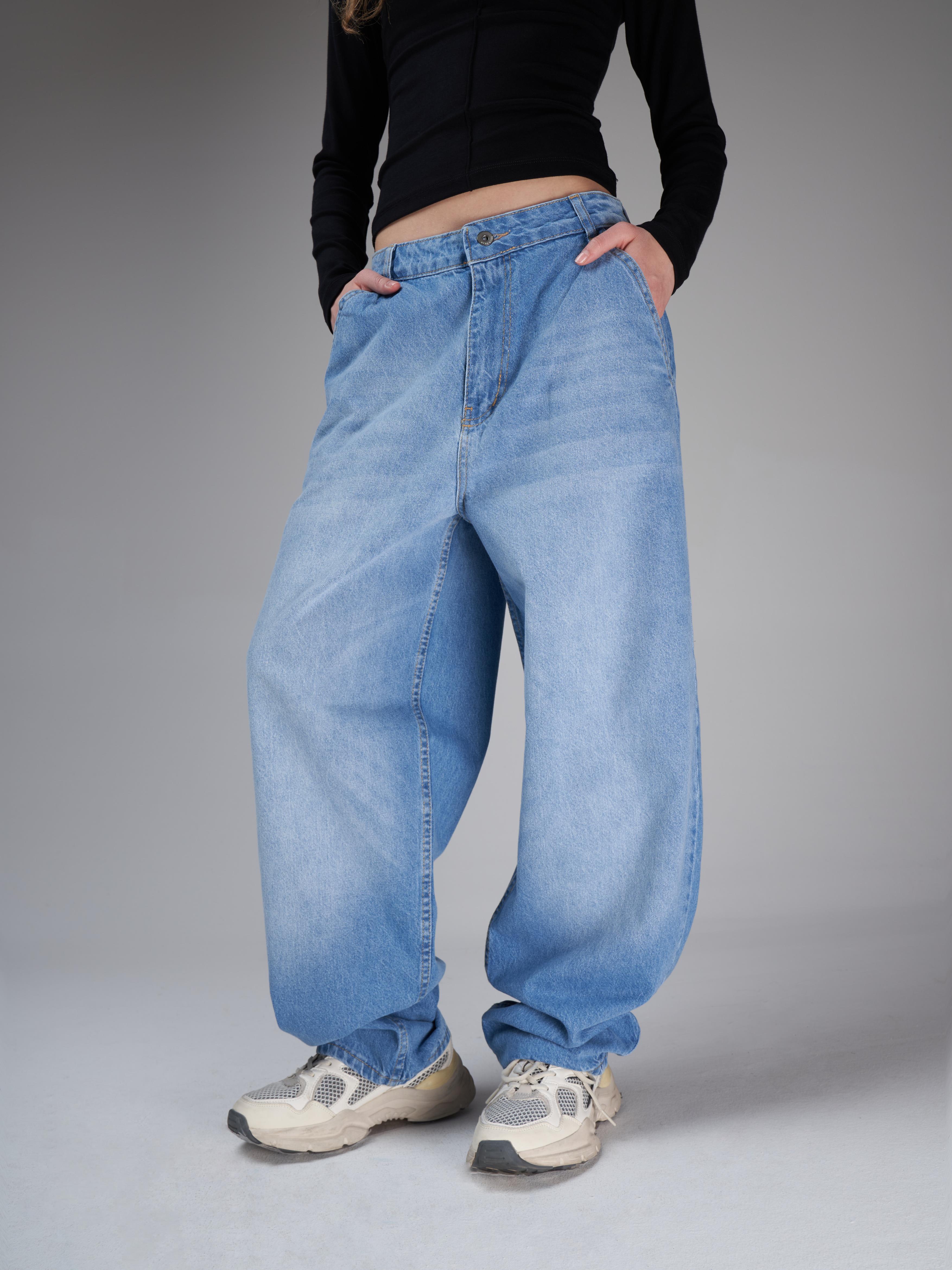 Baggy Fit Retro Jean Pantolon Açık Mavi