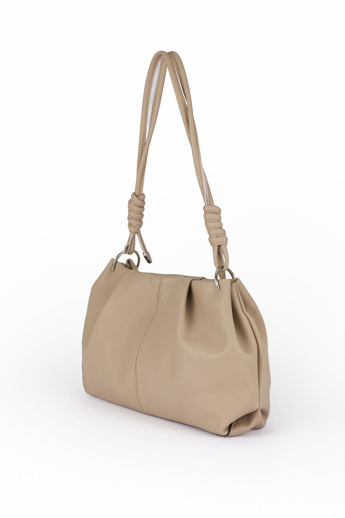 Bağlama Detaylı Omuz Çantası Bej