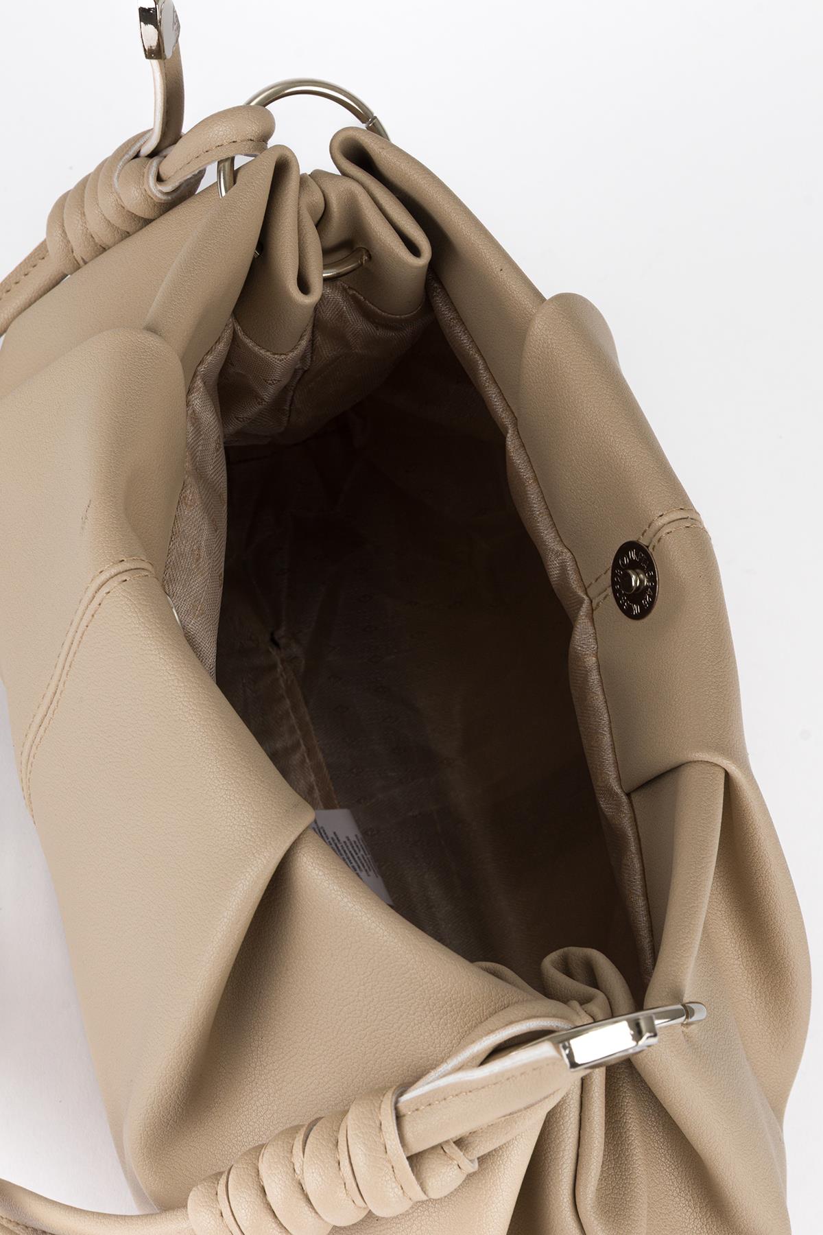 Bağlama Detaylı Omuz Çantası Bej