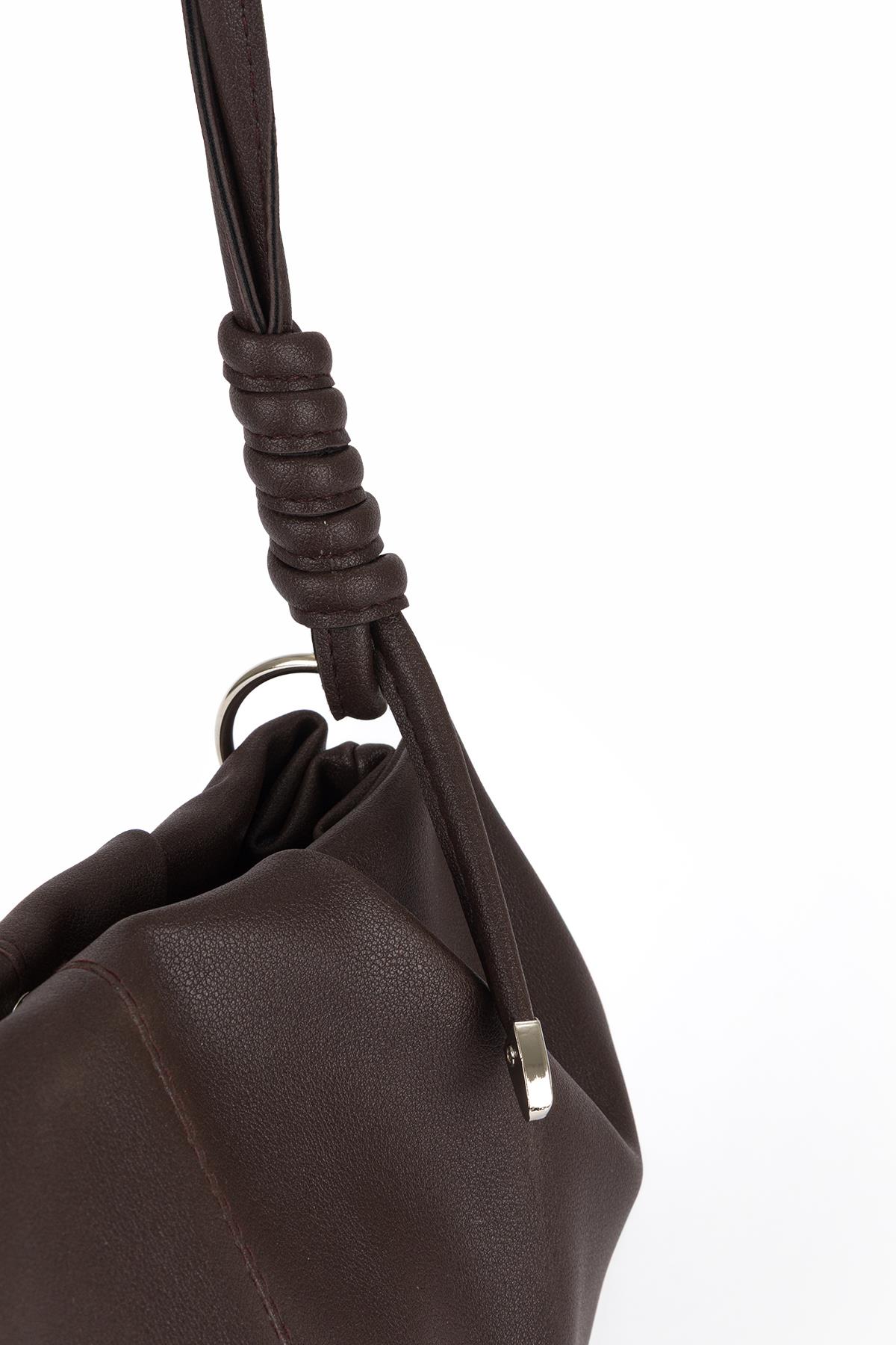 Bağlama Detaylı Omuz Çantası Kahve