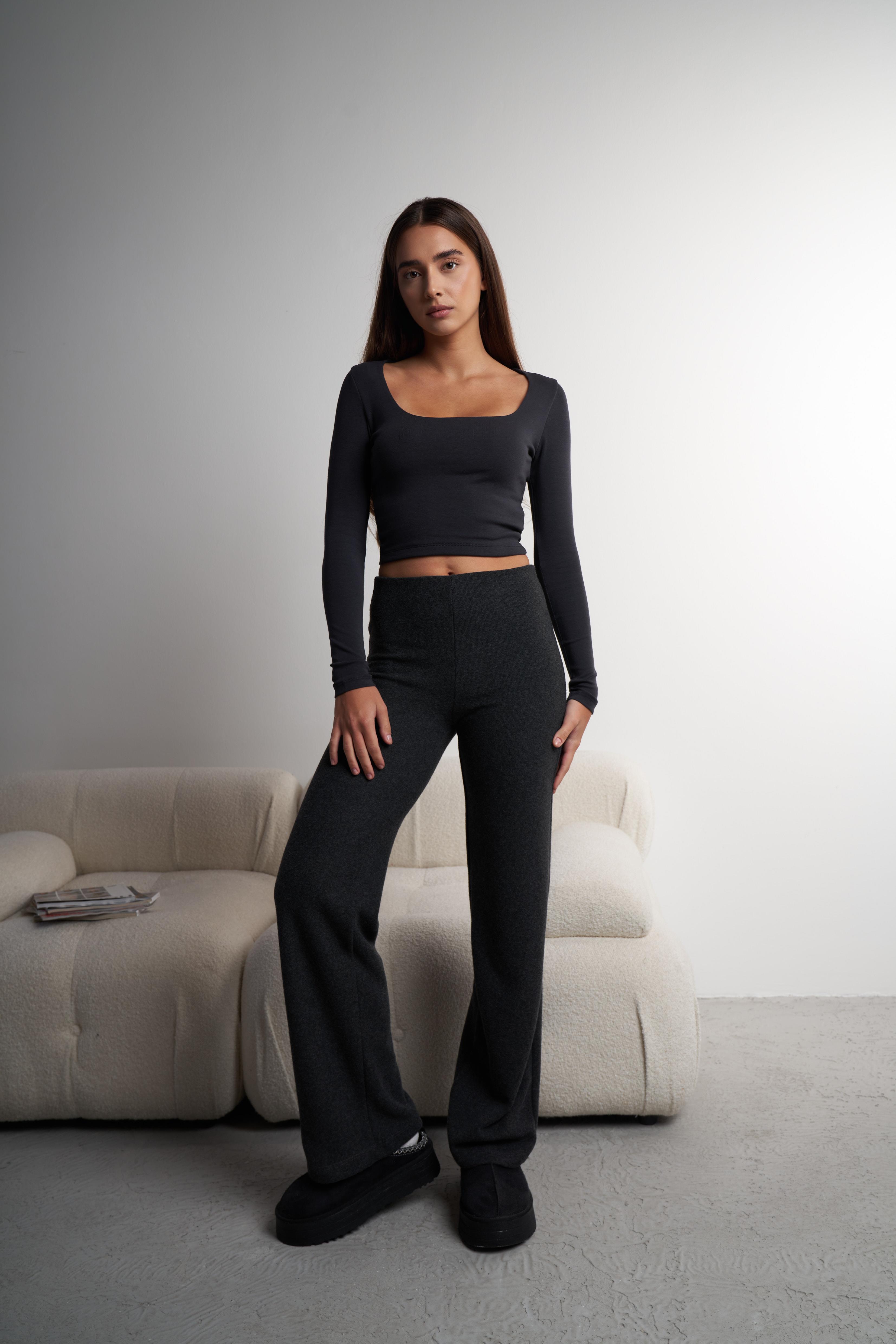 Basic Bol Paça Triko Pantolon Antrasit