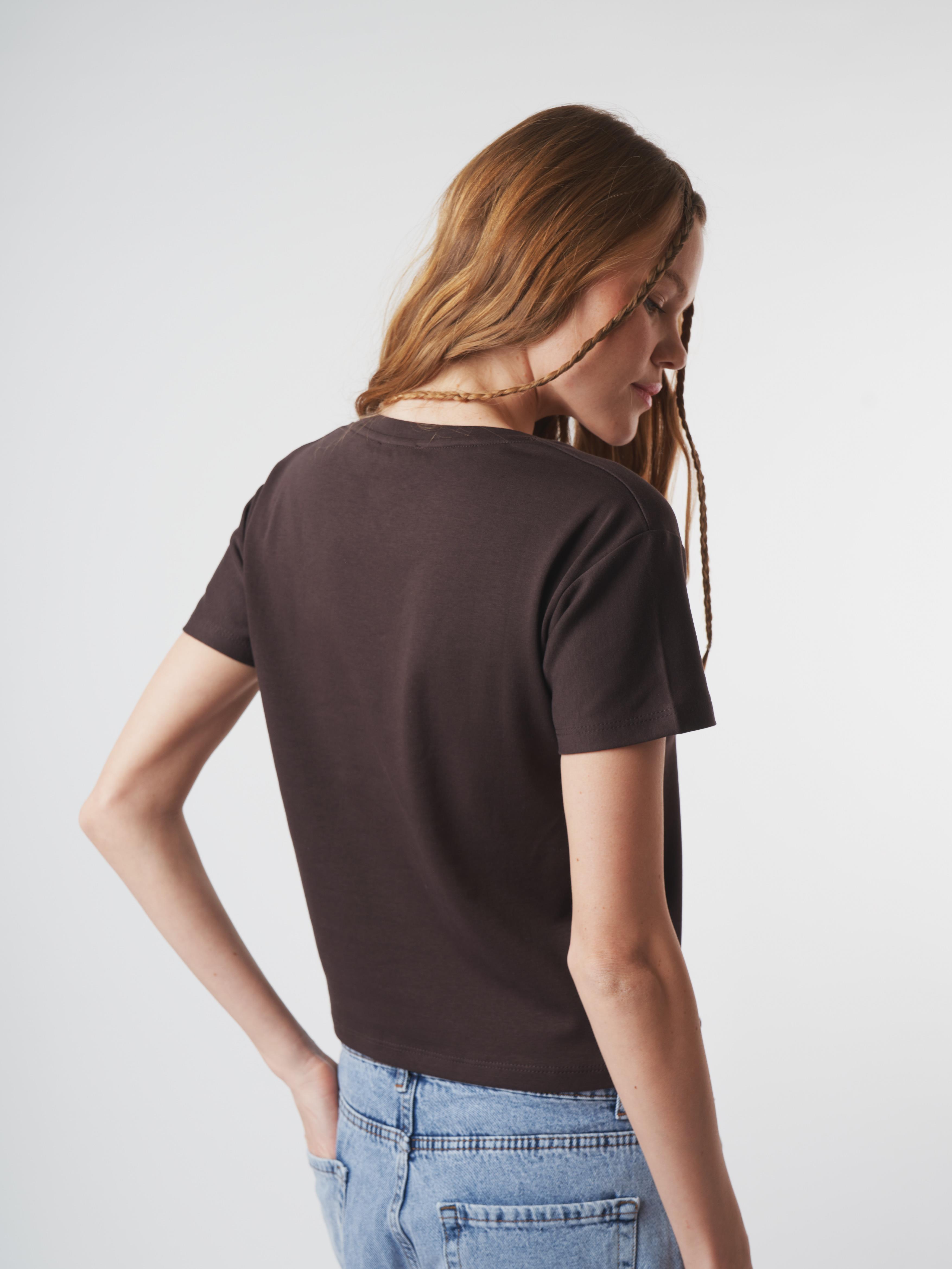 Basic Kısa T-shirt Kahve