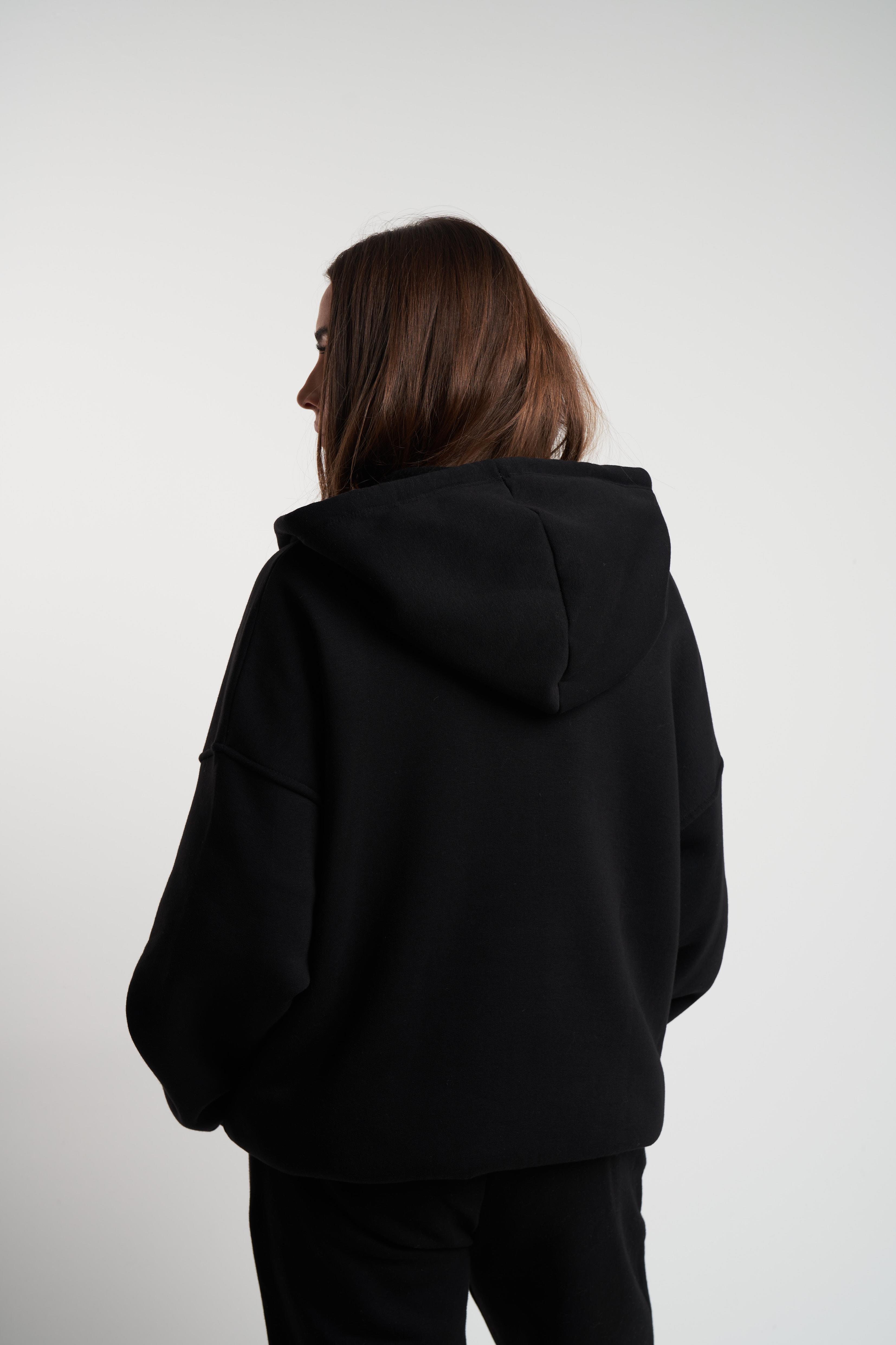 Basic Oversize Şardonlu Sweatmont Siyah