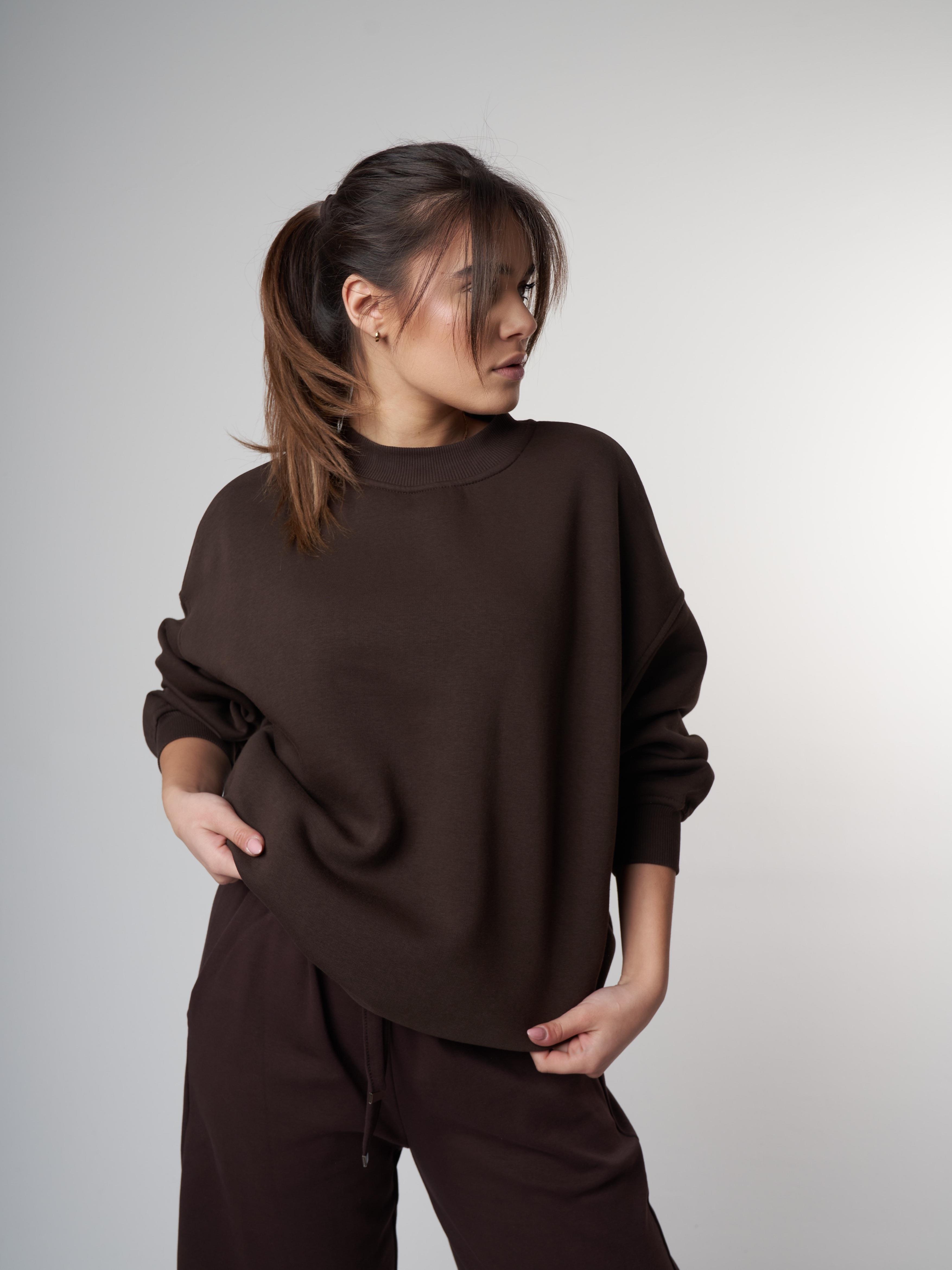 Basic Şardonlu Sweatshirt Kahve