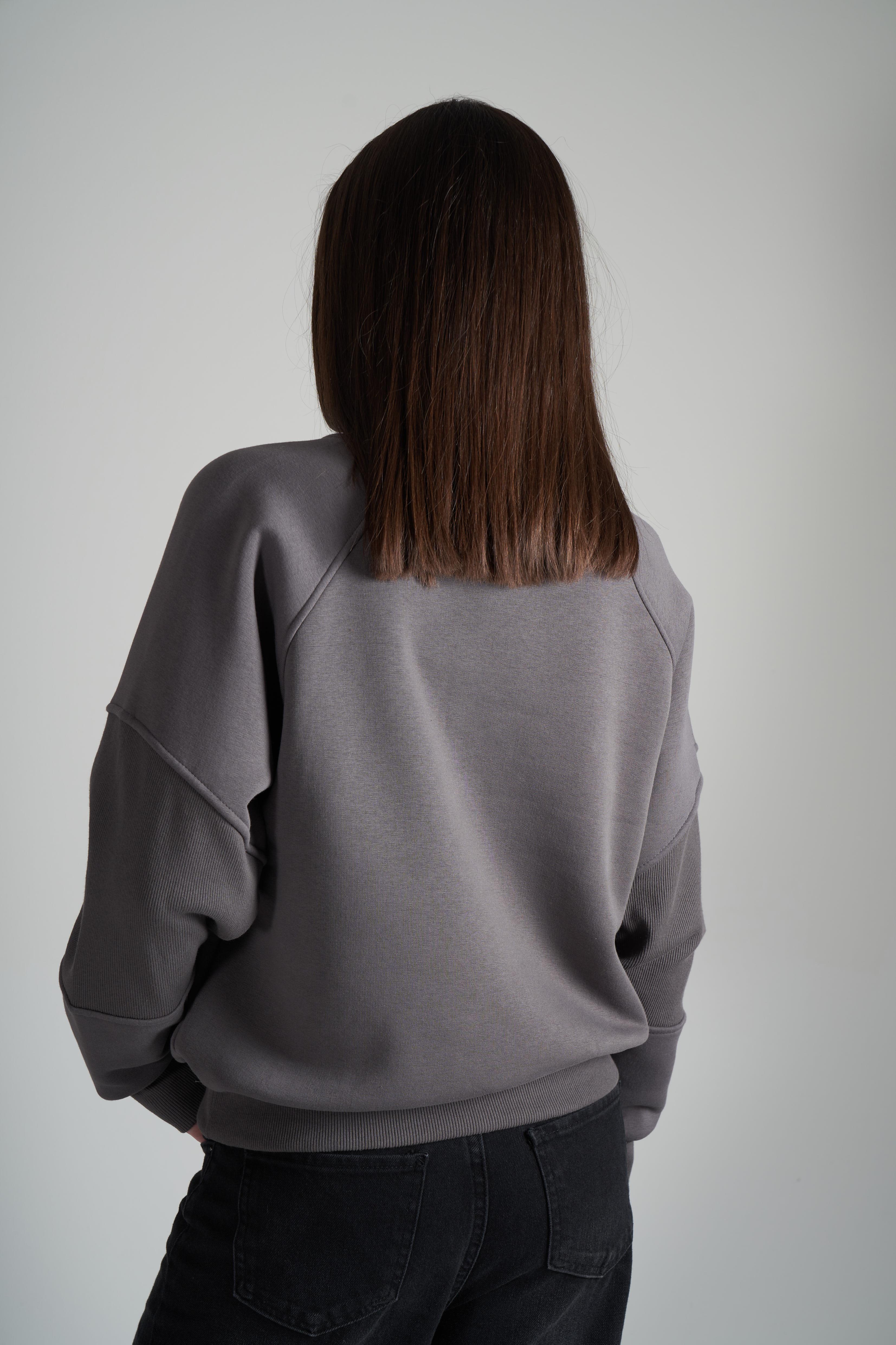 Basic Şardonlu Sweatshirt Koyu Gri