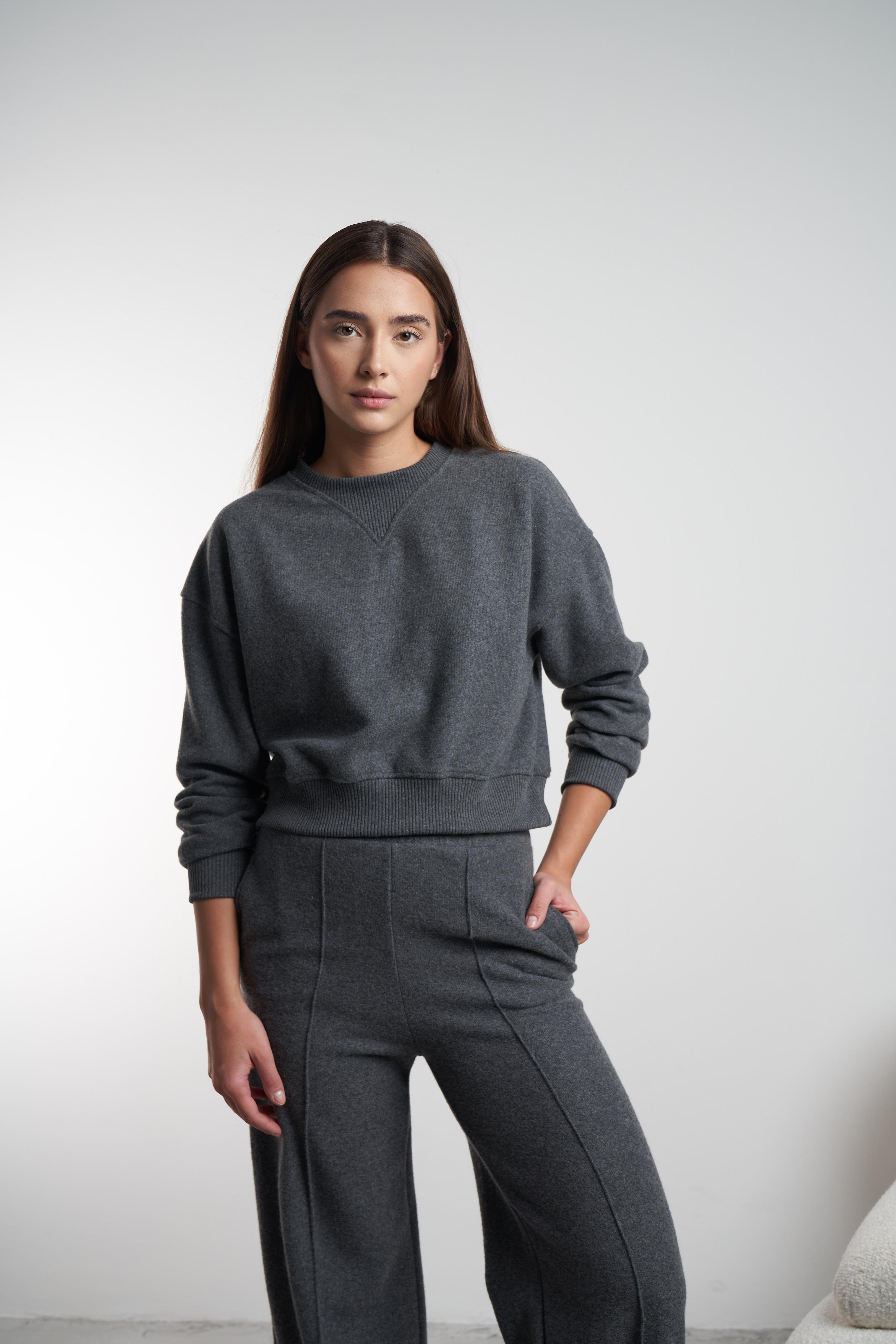 Basic Triko Sweatshirt Antrasit