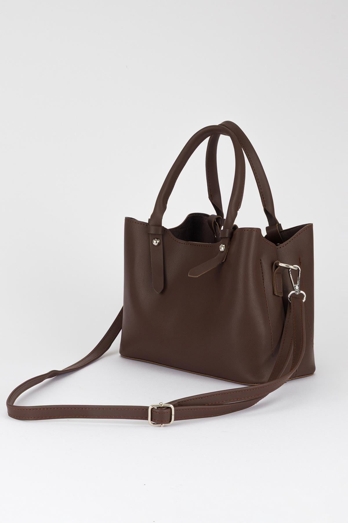 Basic Üç Gözlü Çapraz Çanta Kahve