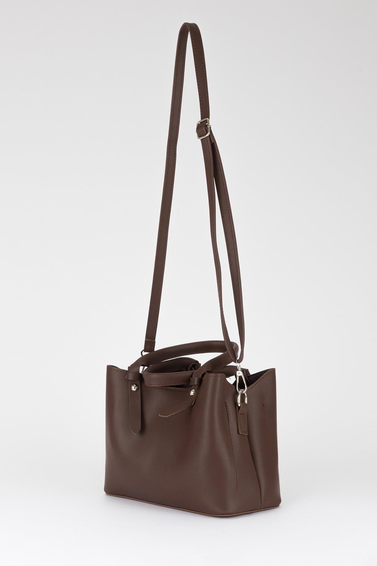 Basic Üç Gözlü Çapraz Çanta Kahve