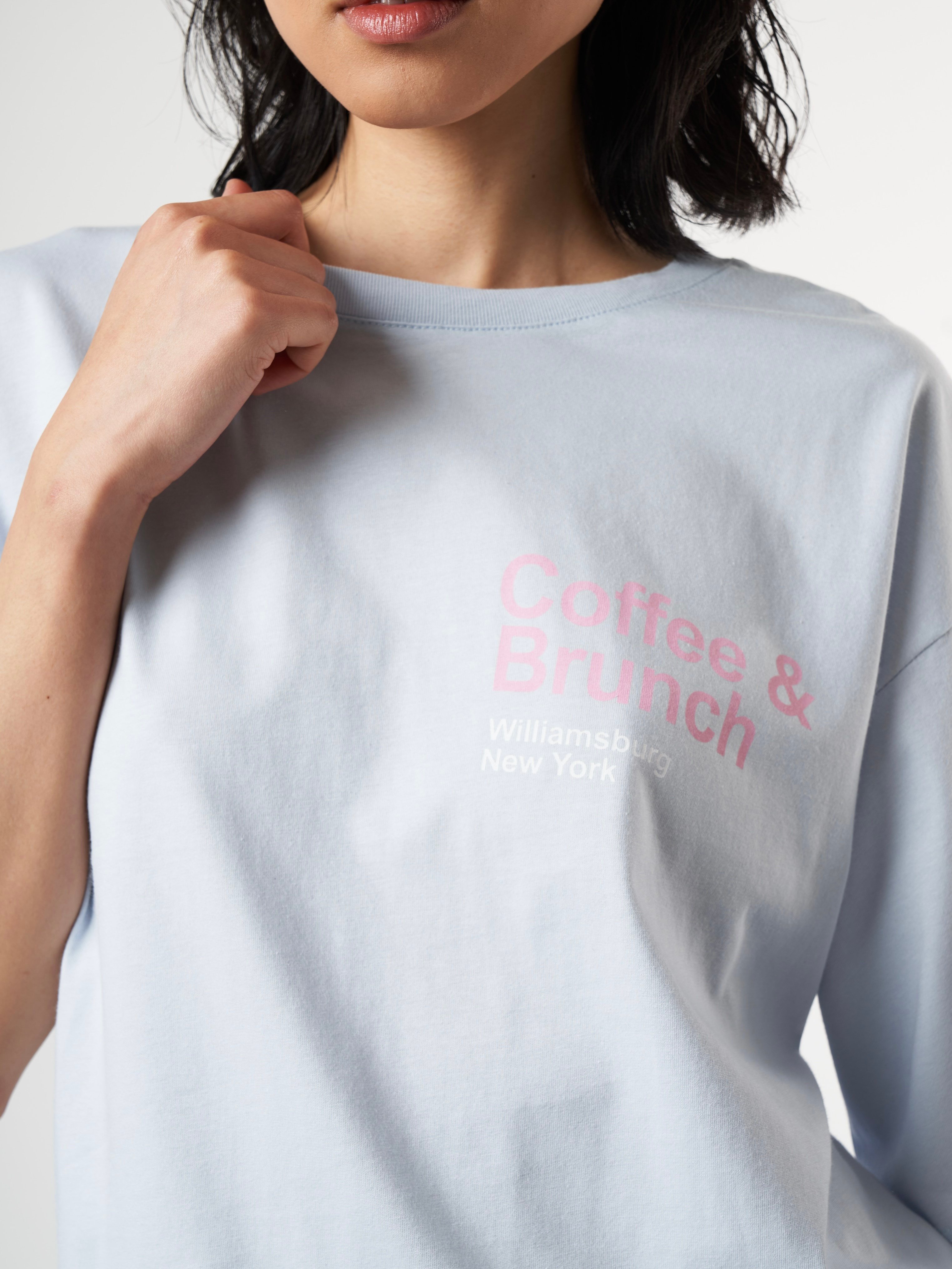 Baskılı Kısa Kol Oversize T-shirt Bebe Mavi