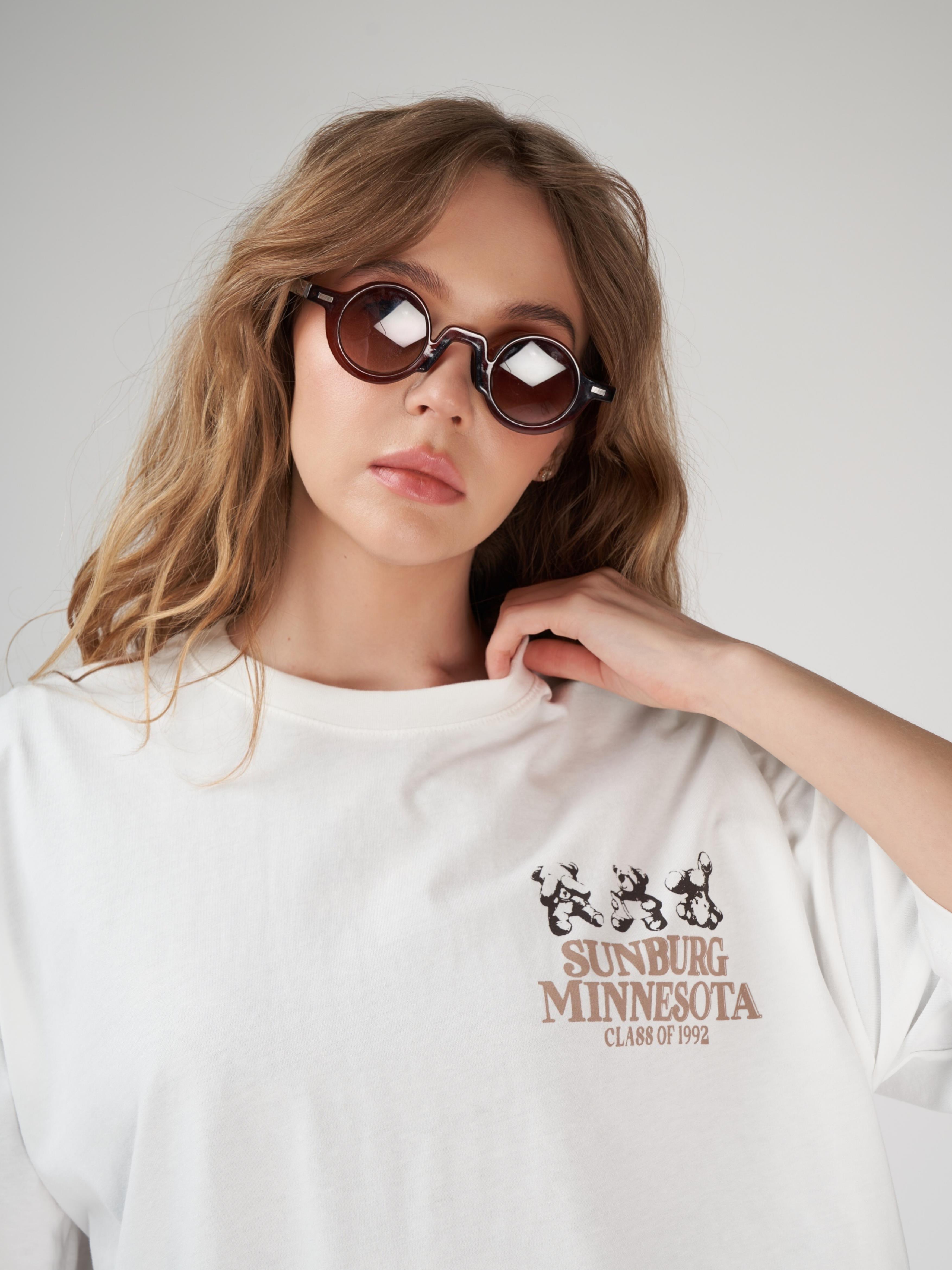 Baskılı Kısa Kol Oversize T-shirt Ekru