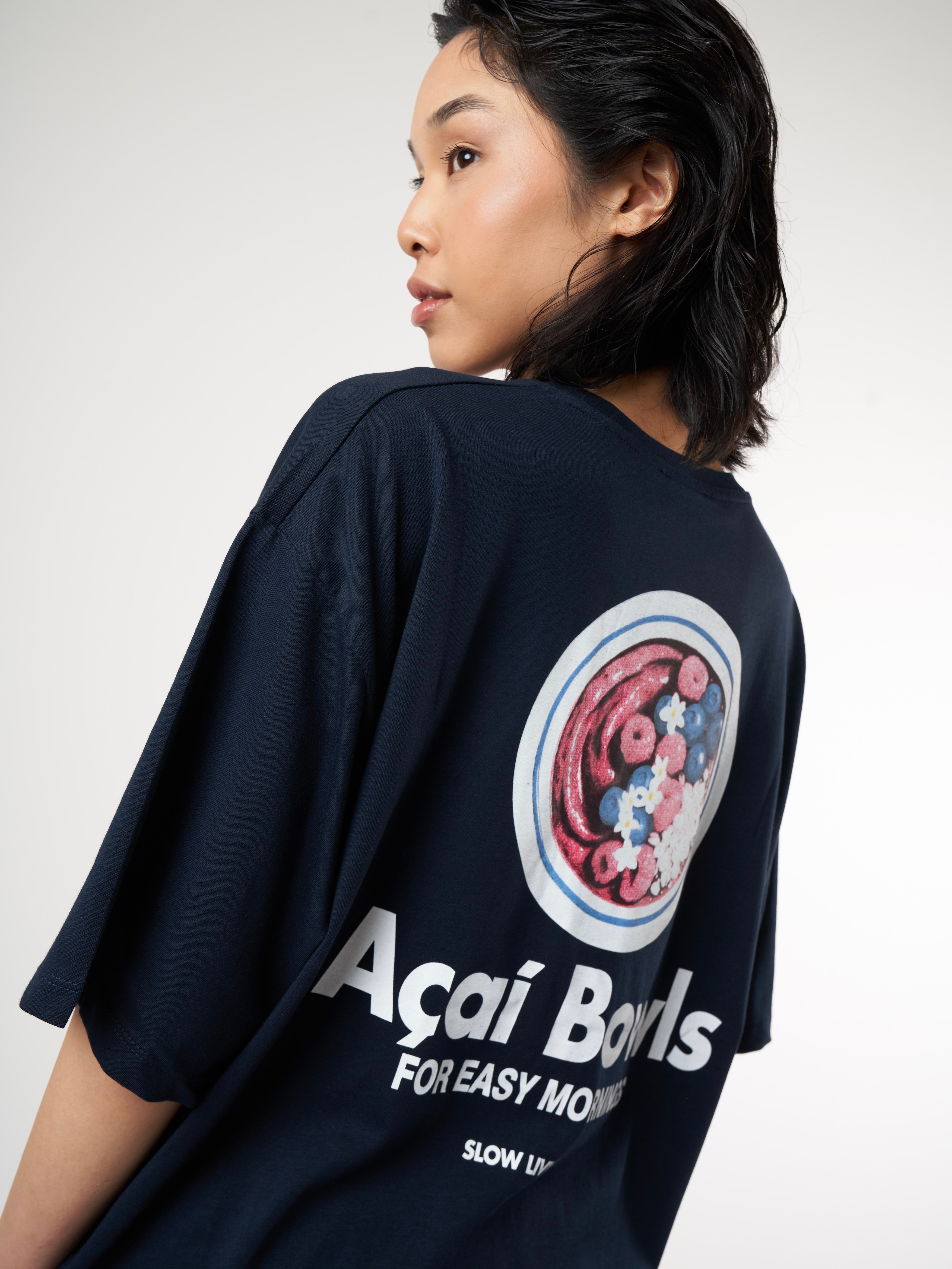 Baskılı Kısa Kol Oversize T-shirt Lacivert