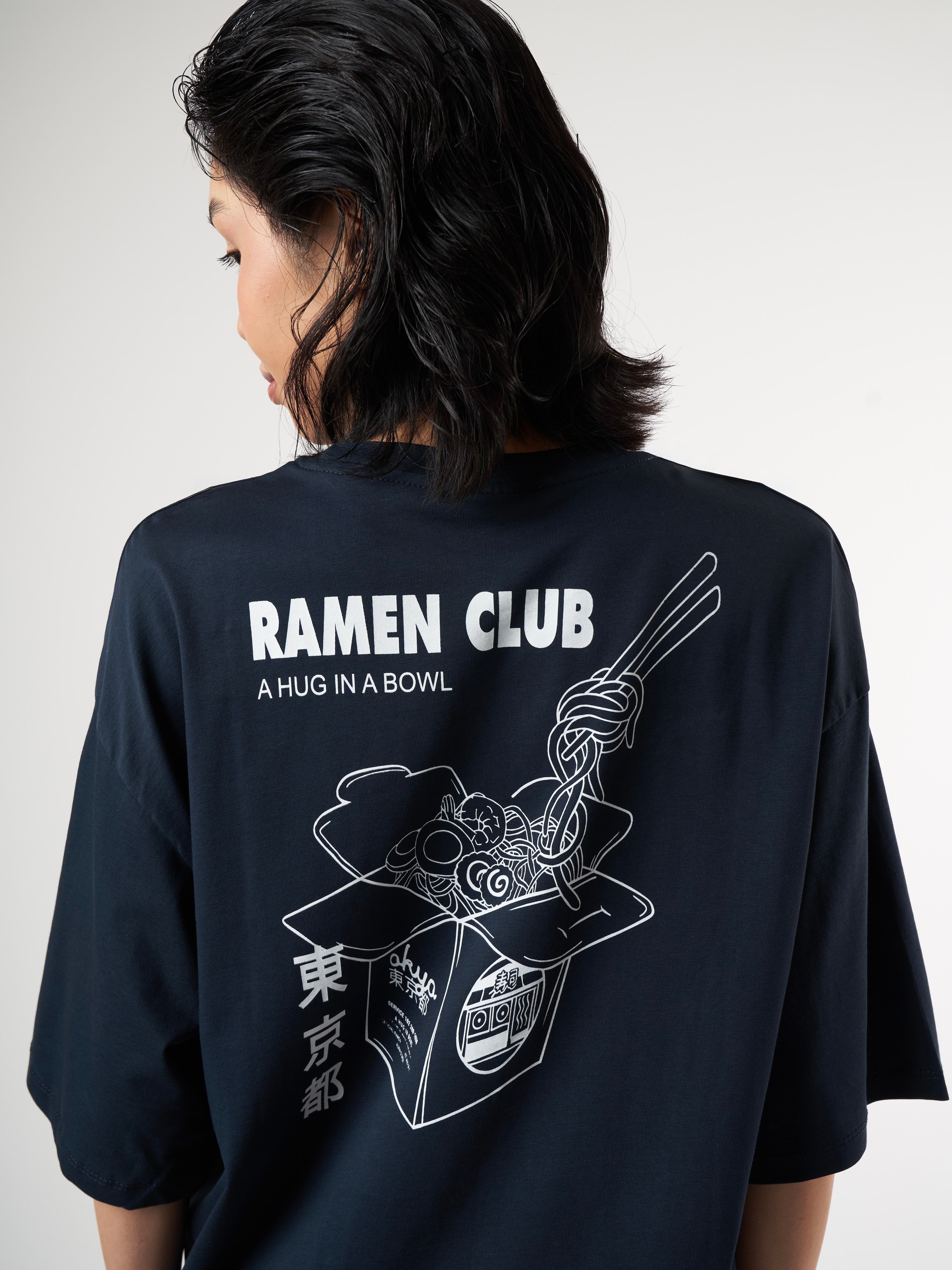 Baskılı Kısa Kol Oversize T-shirt Lacivert