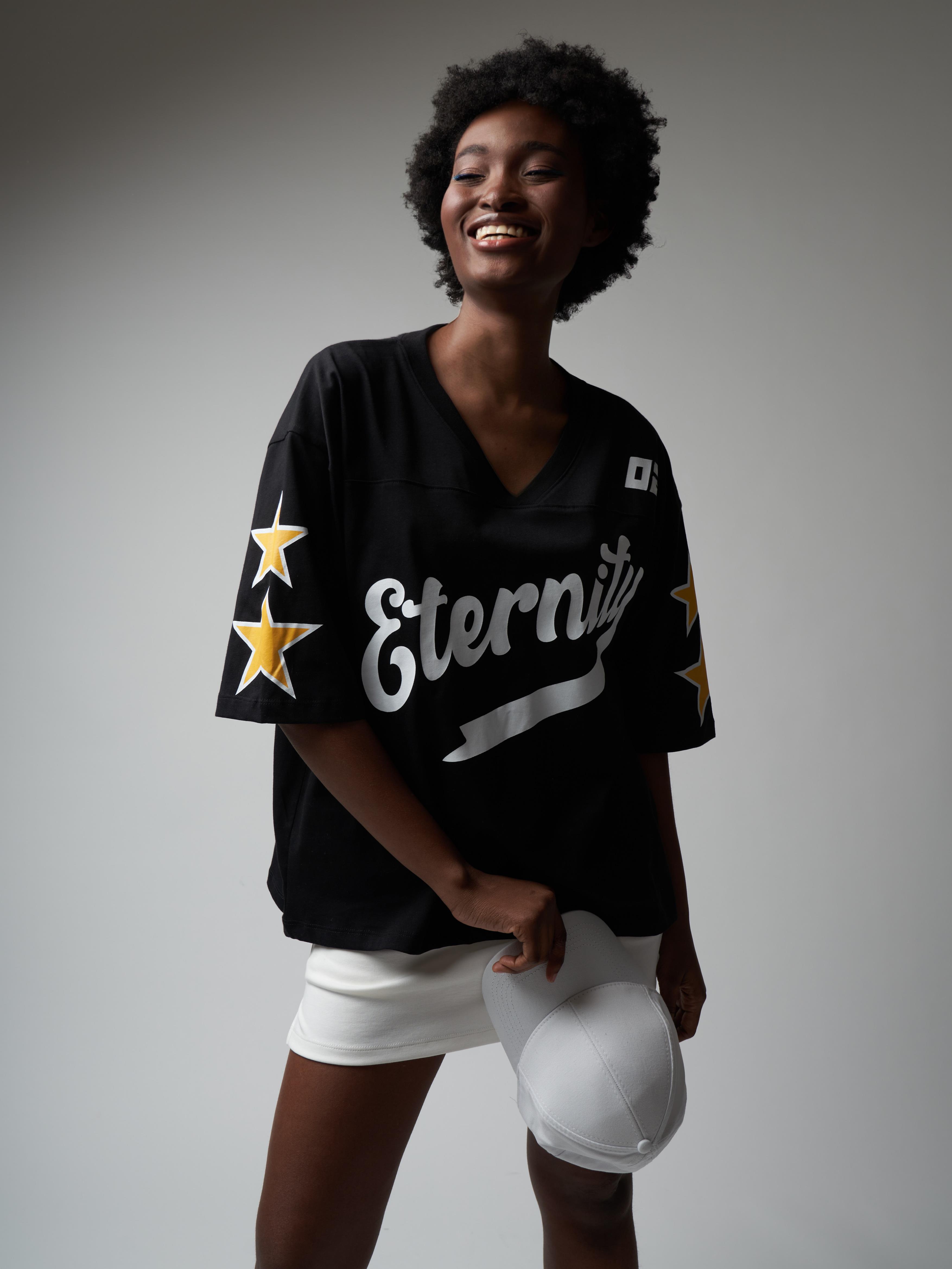Baskılı Kısa Kol Oversize T-shirt Siyah