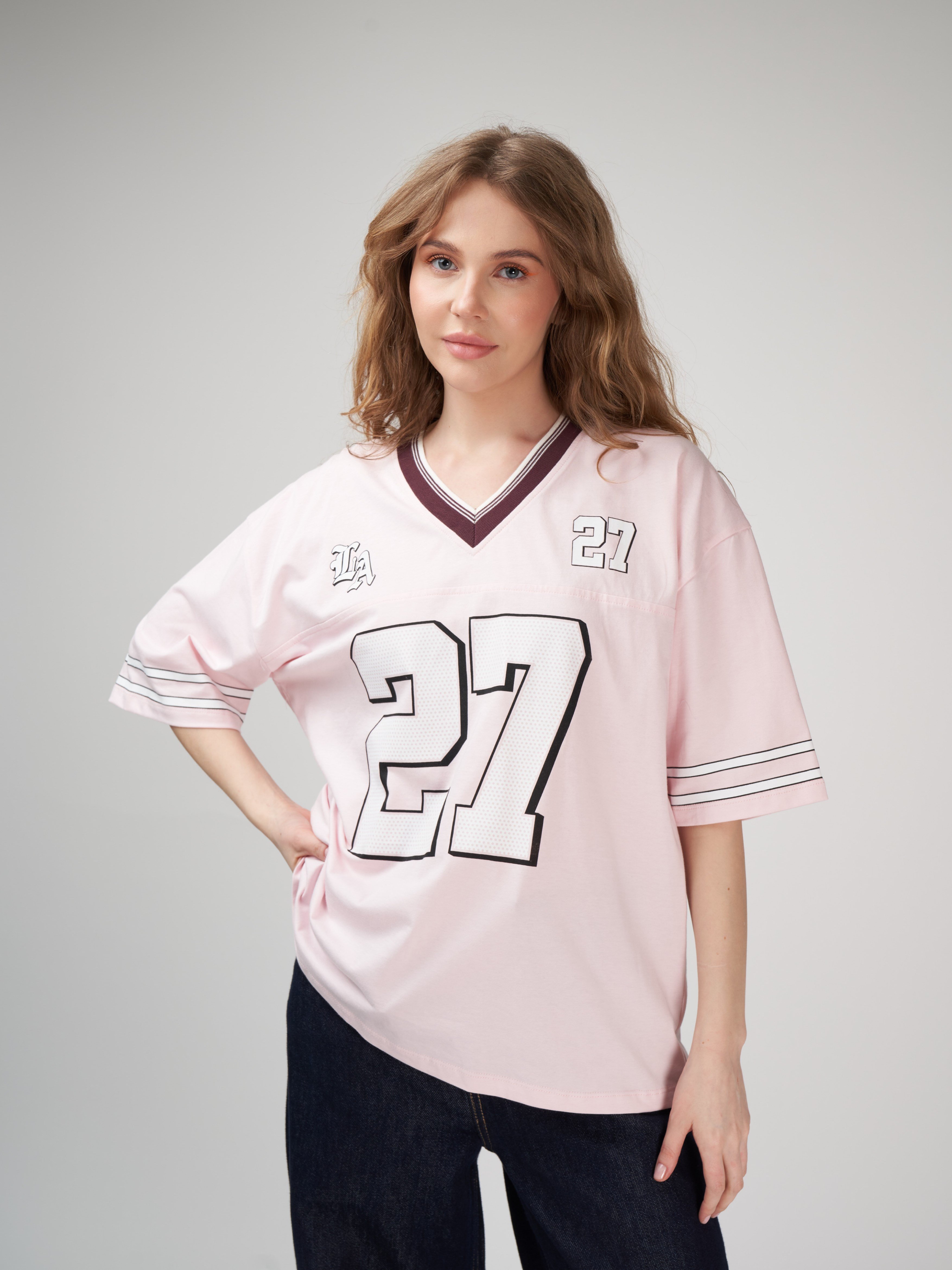 Baskılı Kısa Kol Oversize T-shirt Toz Pembe