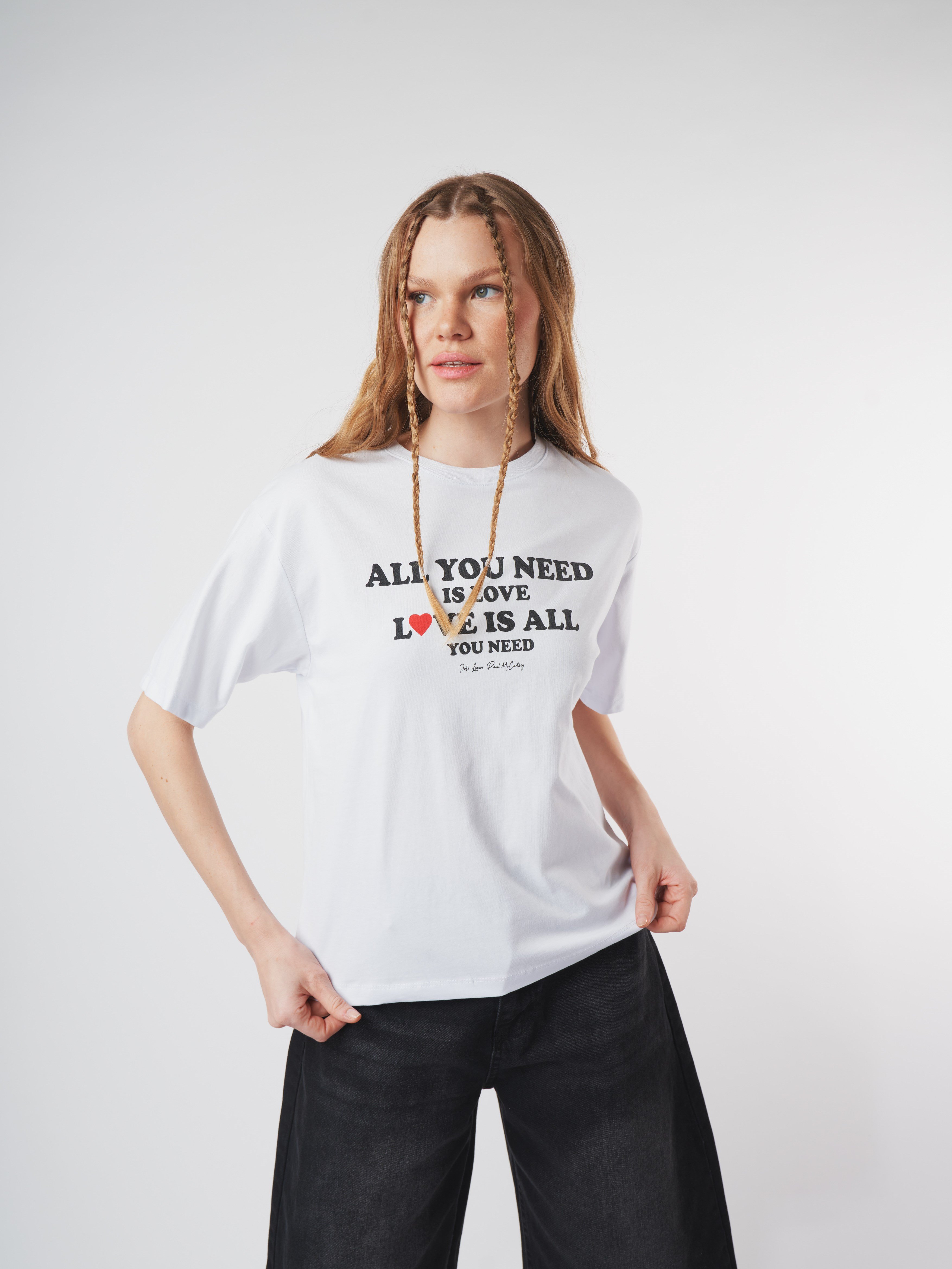 Baskılı Kısa Kol T-shirt Beyaz
