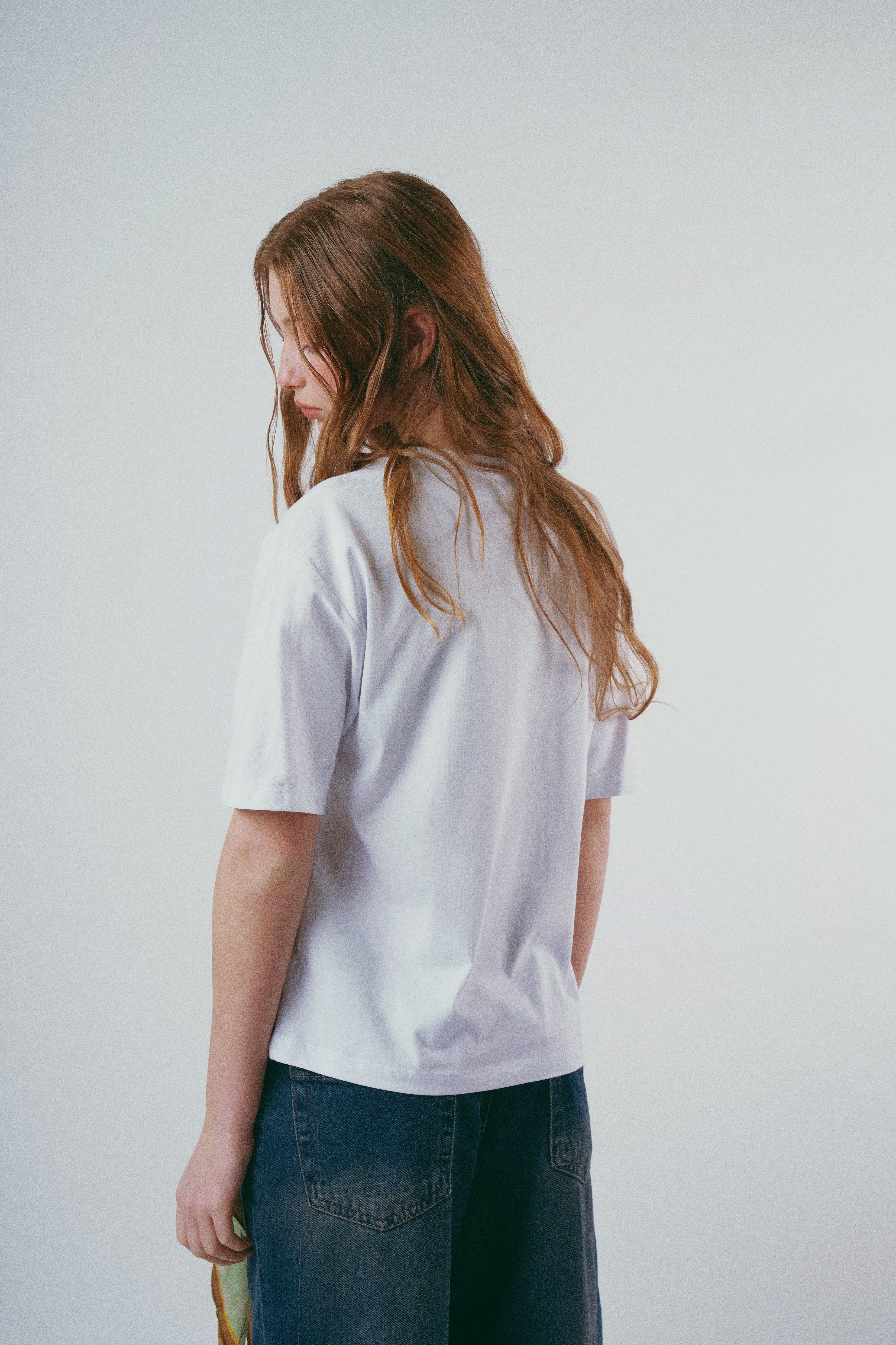 Baskılı Kısa Kol T-shirt Beyaz