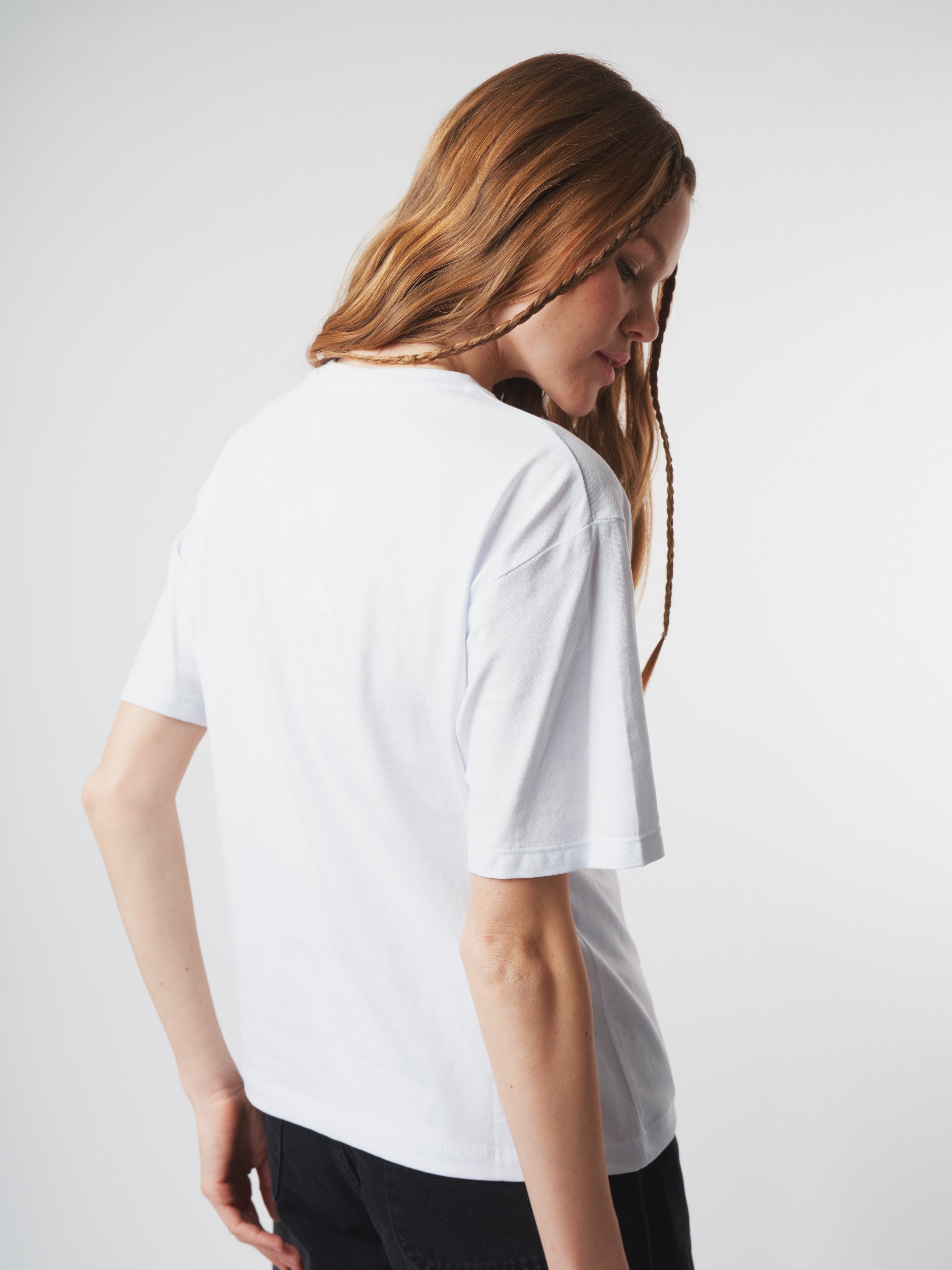 Baskılı Kısa Kol T-shirt Beyaz