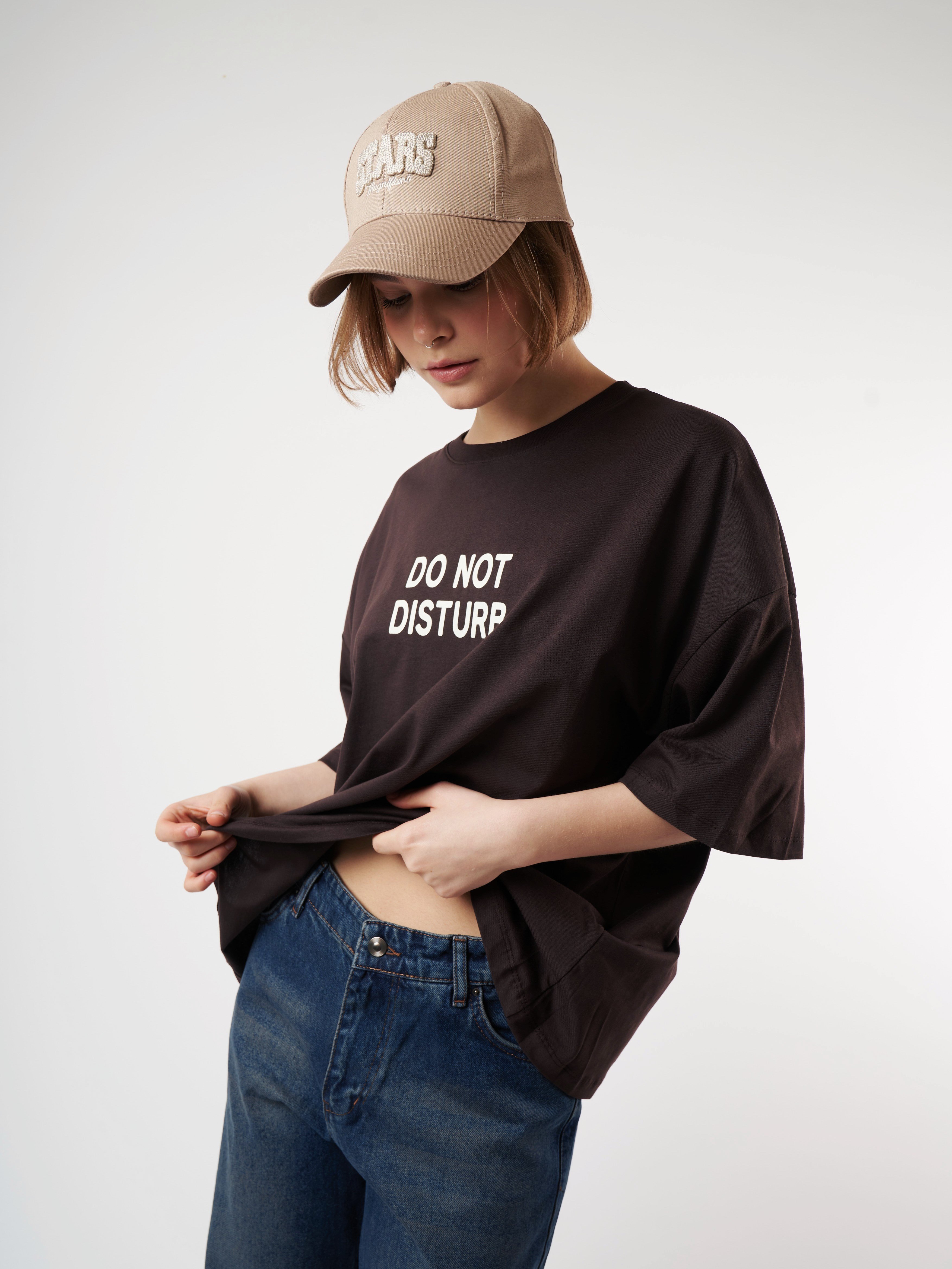 Baskılı Kısa Kol T-shirt Kahve