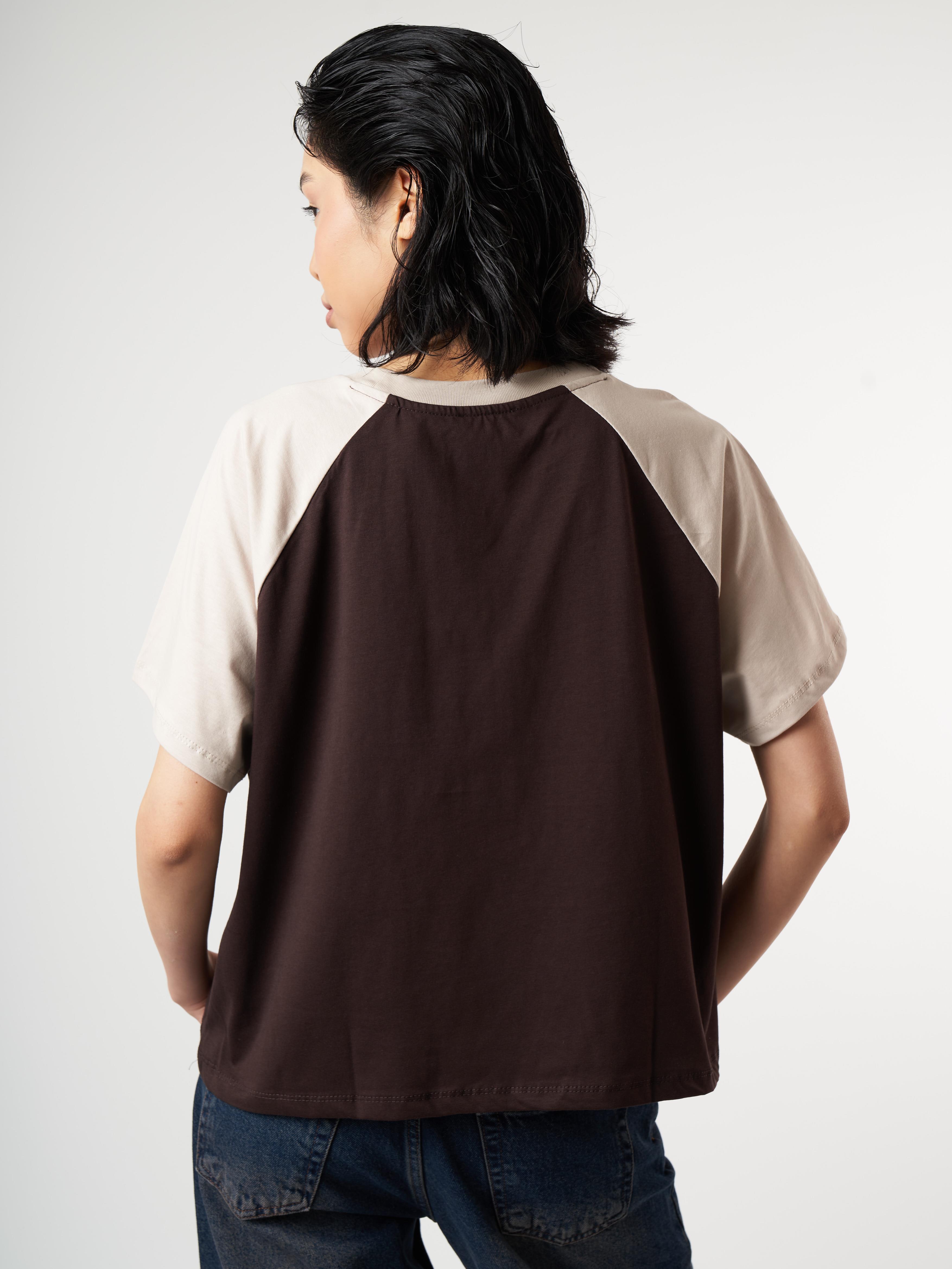 Baskılı Kısa Kol T-shirt Kahve-Taş