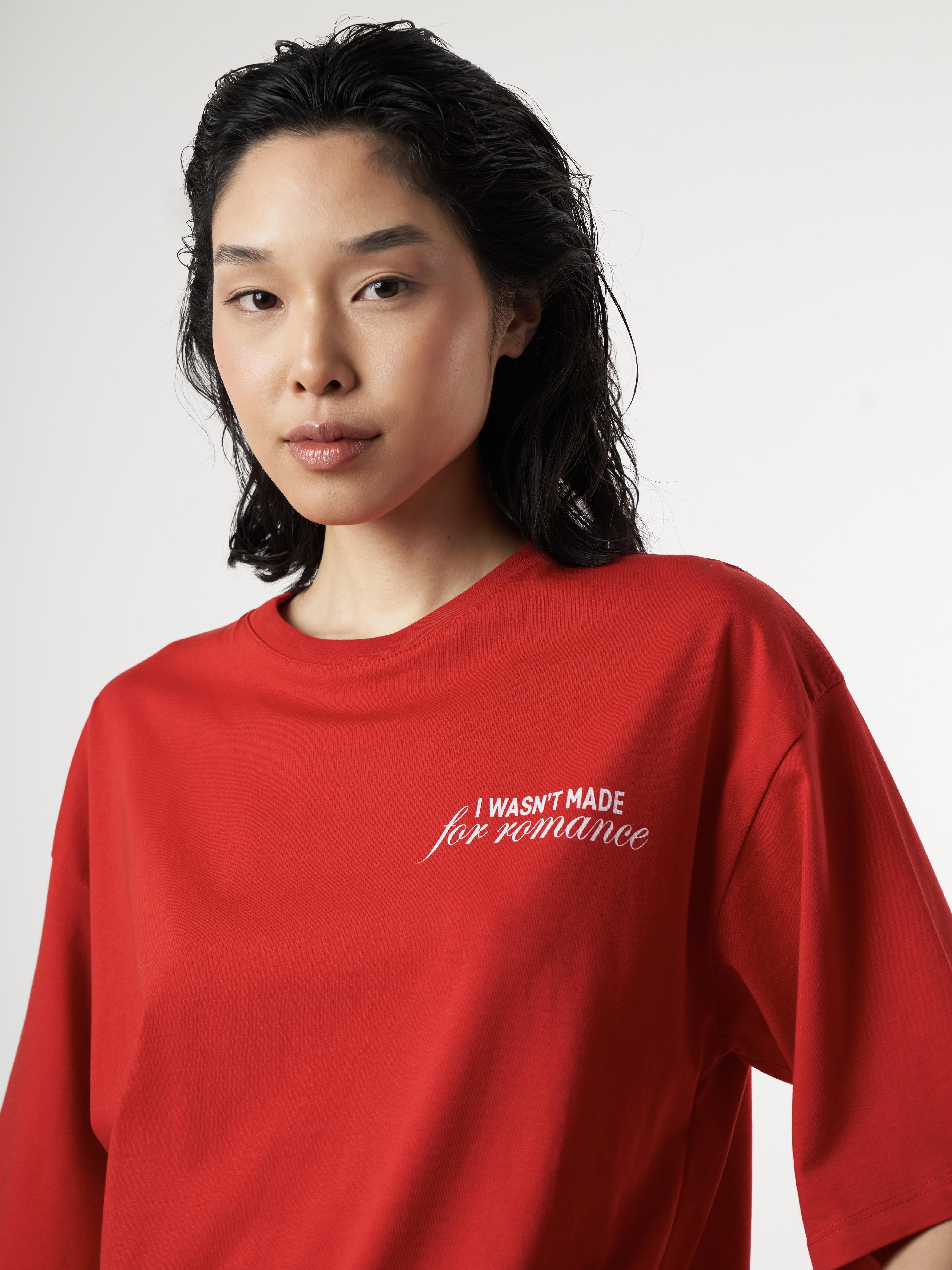 Baskılı Kısa Kol T-shirt Kırmızı