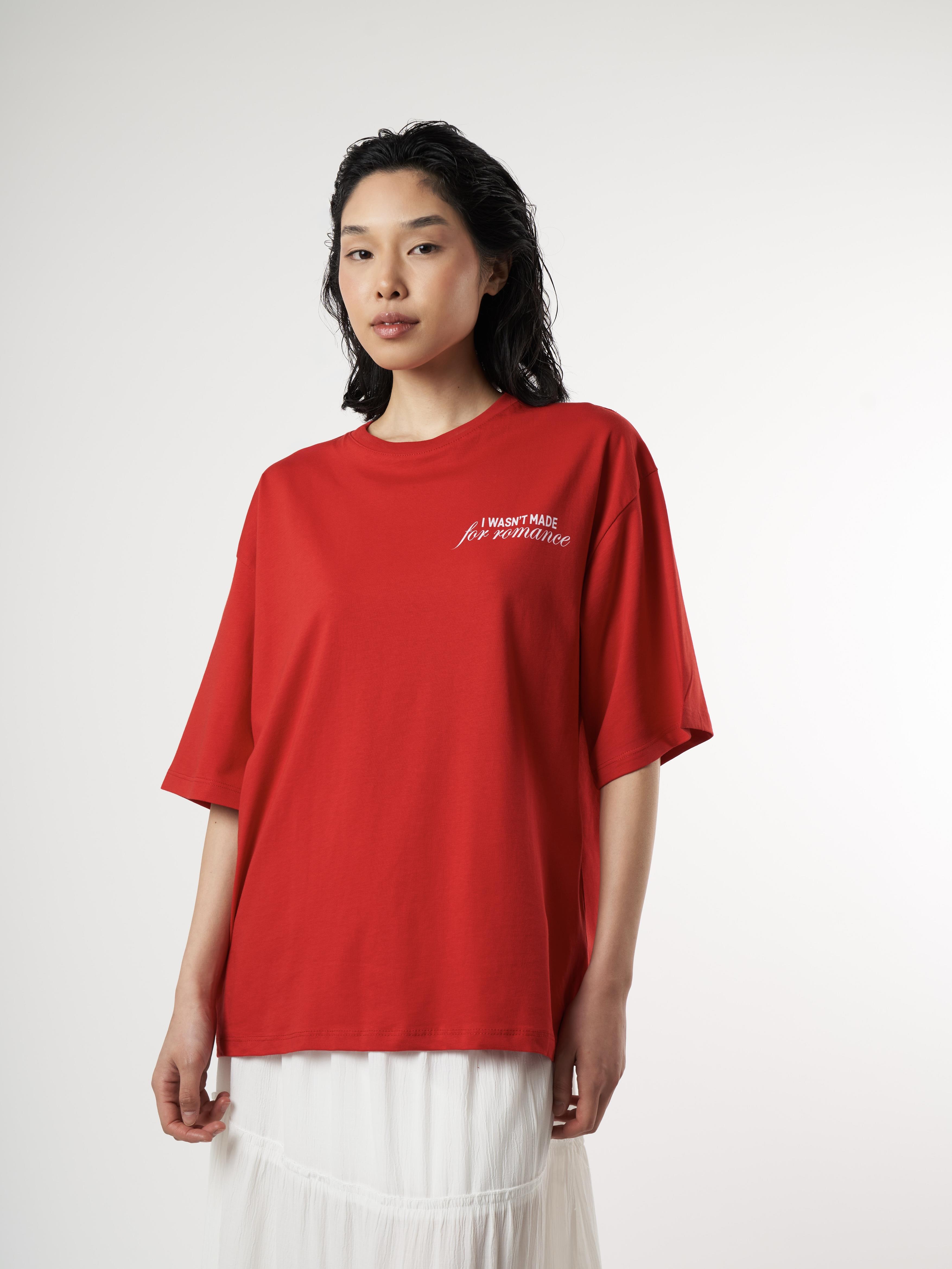 Baskılı Kısa Kol T-shirt Kırmızı