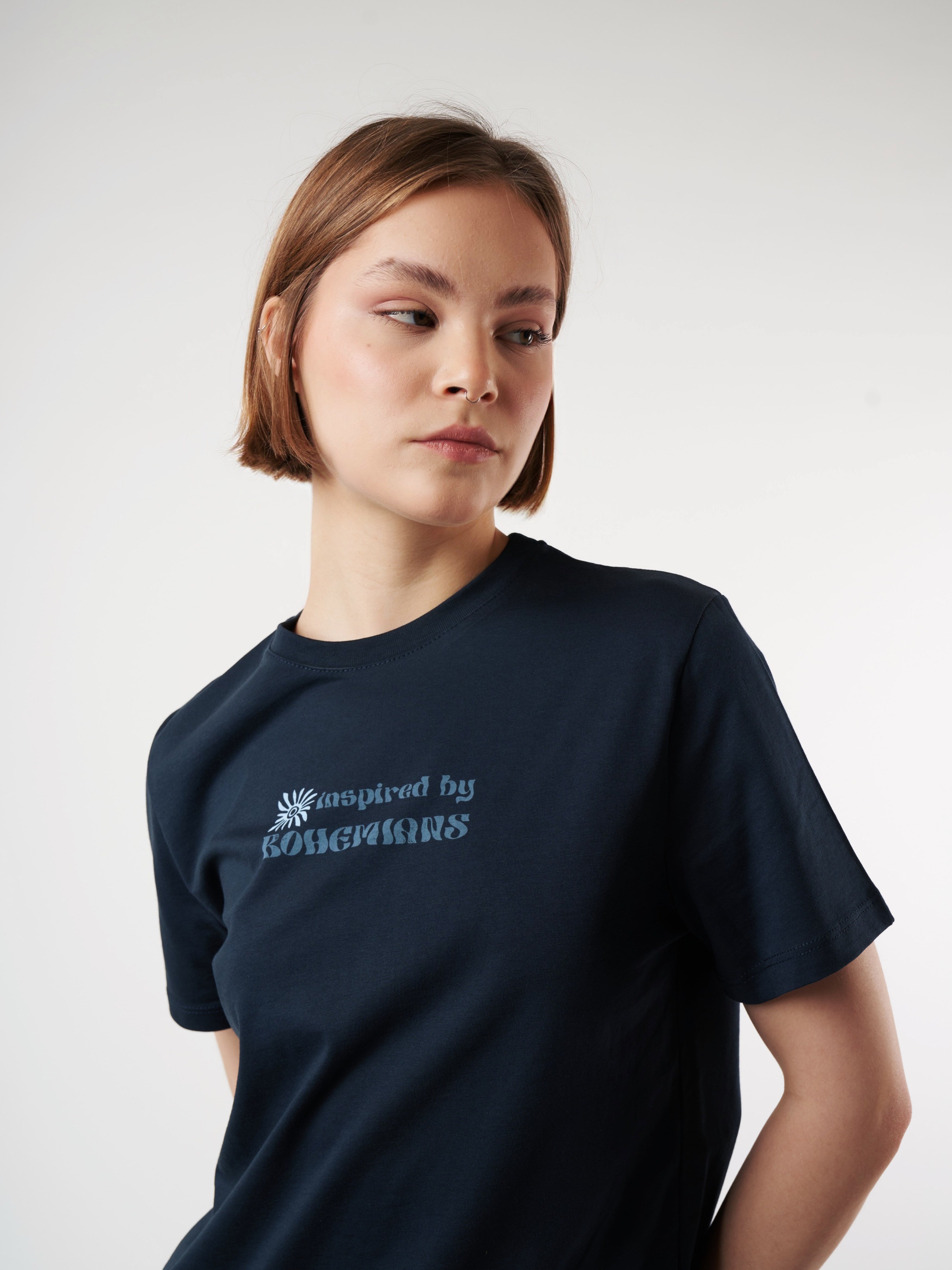 Baskılı Kısa Kol T-shirt Lacivert