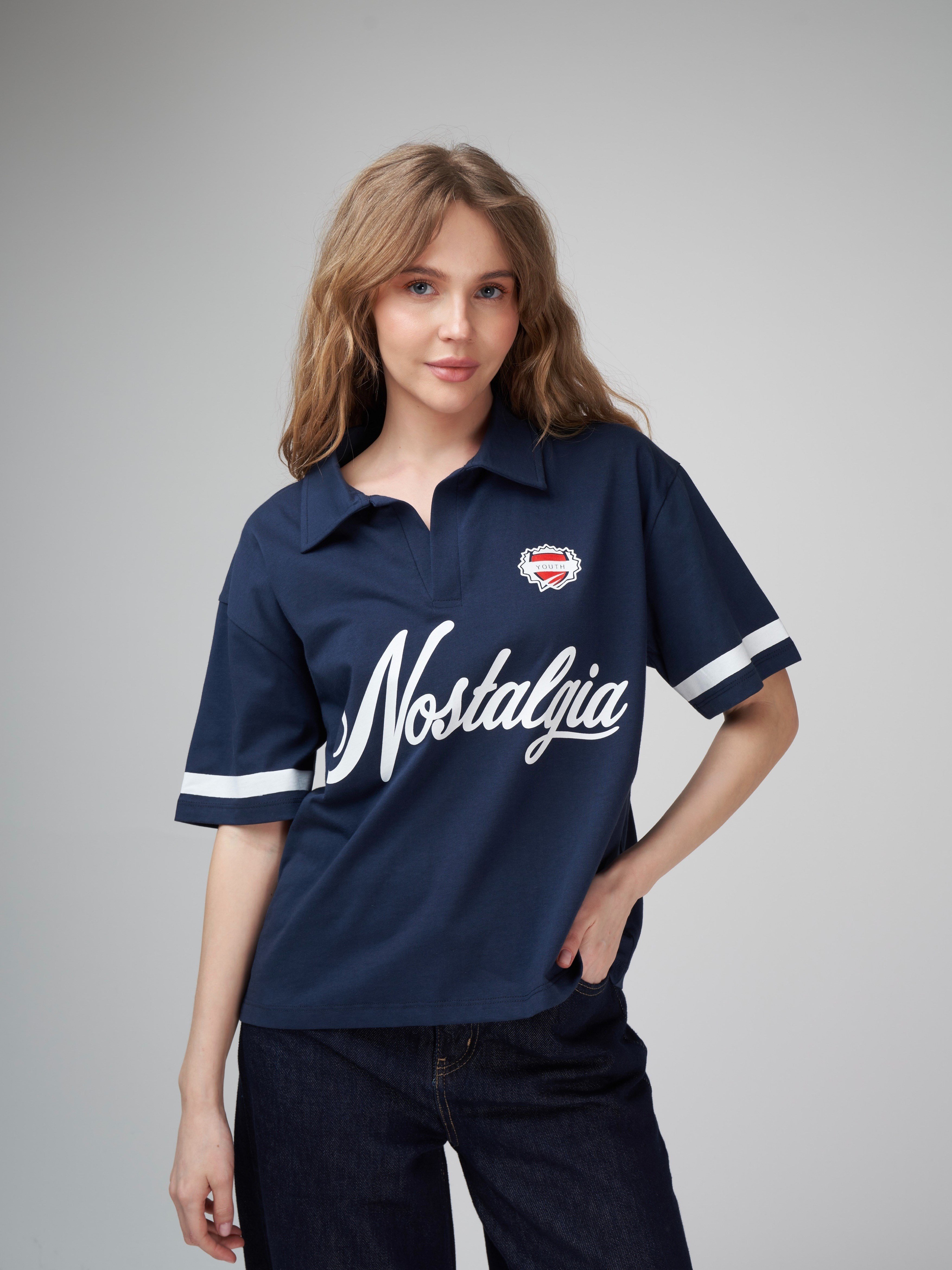 Baskılı Kısa Kol T-shirt Lacivert